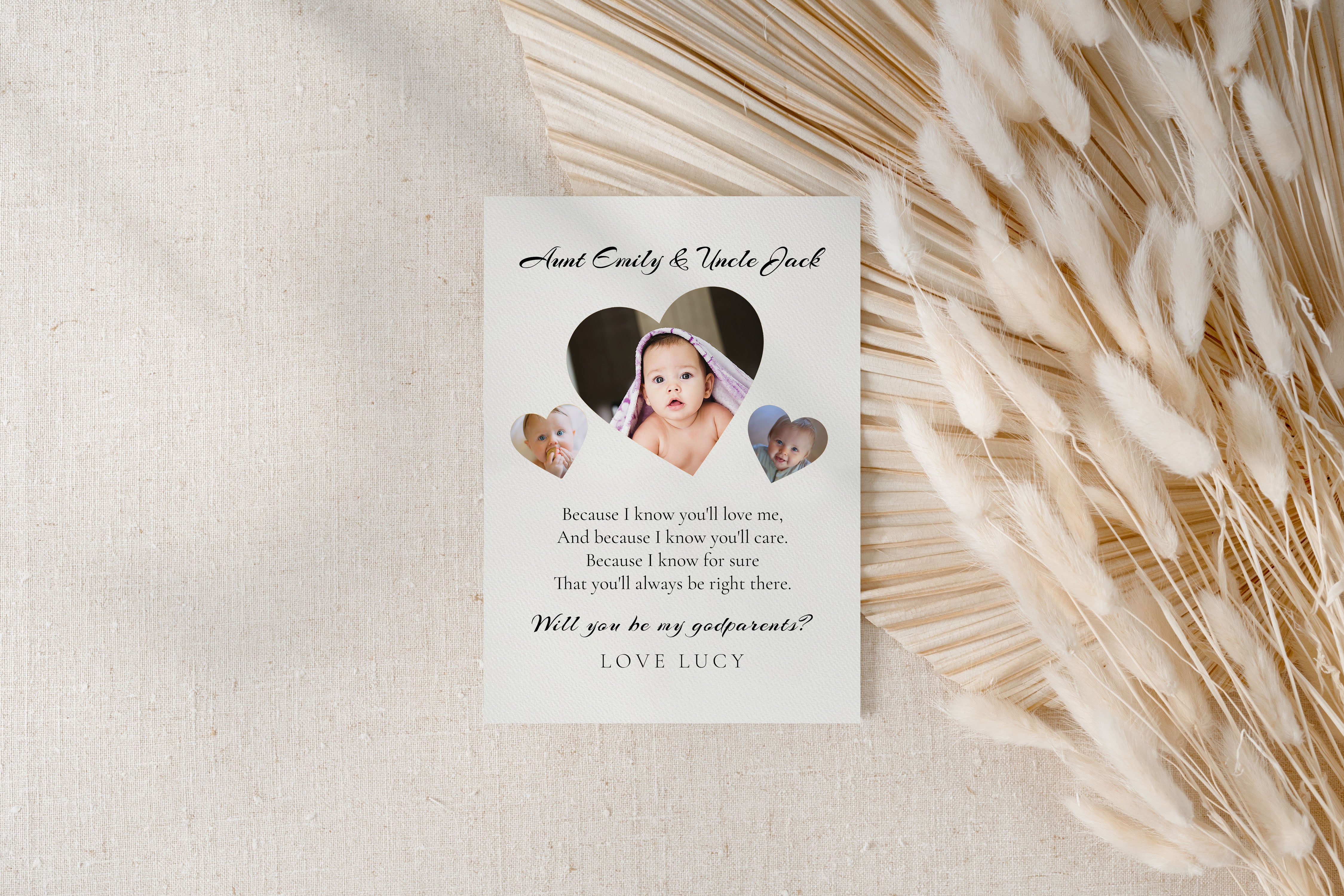 Will You Be My Godparents Proposal Card Template, Printable Minimal Photo Godparent Card, Editable Modern Baptism Proposal, Instant Download
