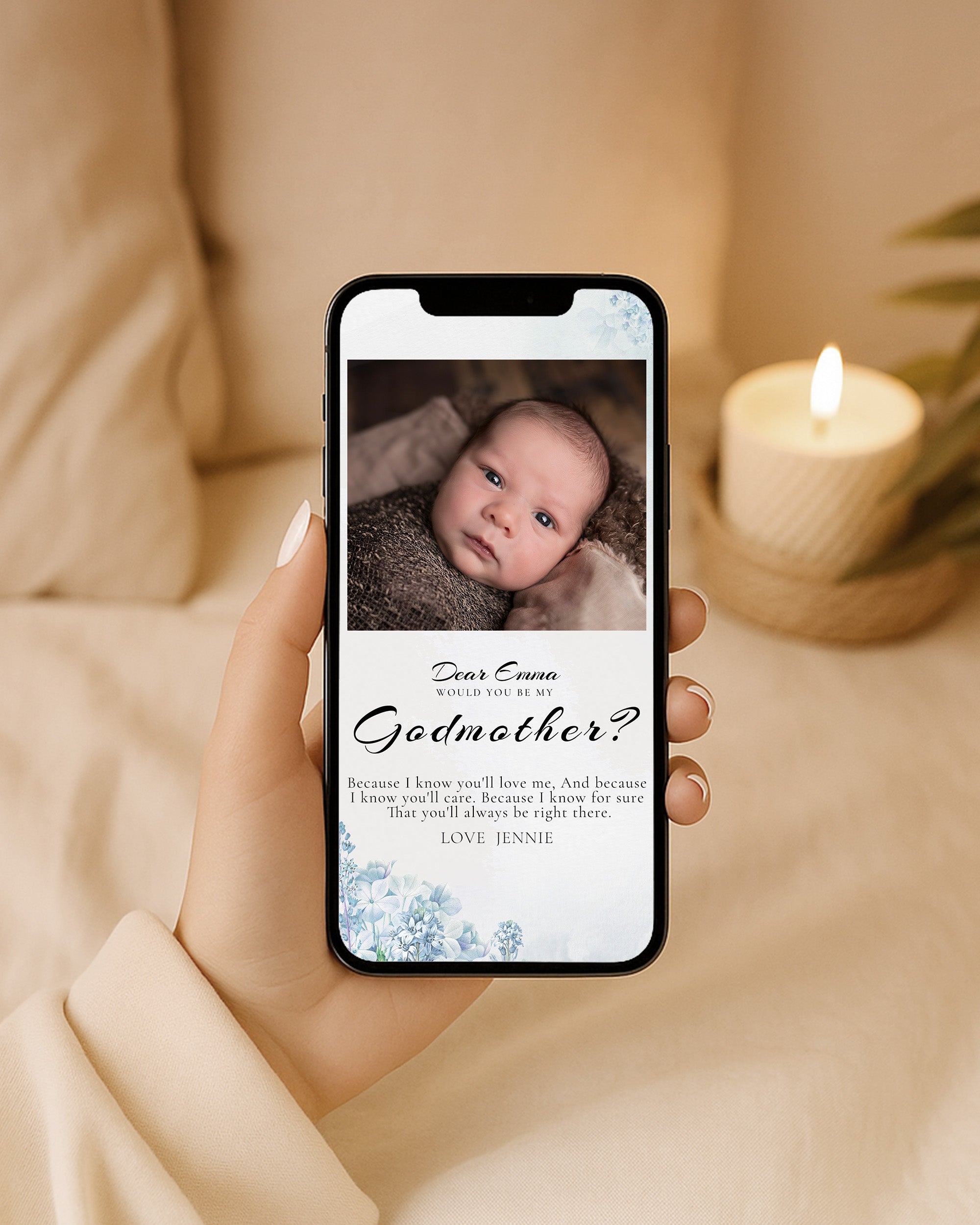 Will You Be My Godmother Proposal Card Template, Digital Photo Godparent Proposal Card, Editable Modern Baptism Proposal, Madrina Proposal