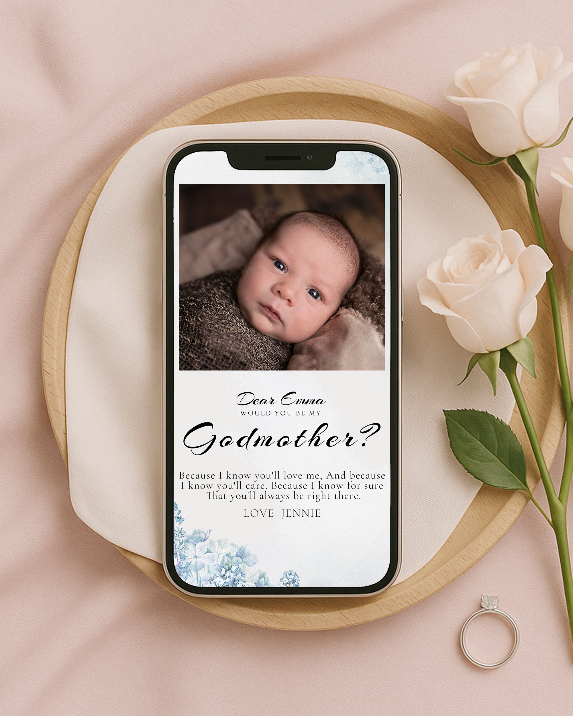 Will You Be My Godmother Proposal Card Template, Digital Photo Godparent Proposal Card, Editable Modern Baptism Proposal, Madrina Proposal