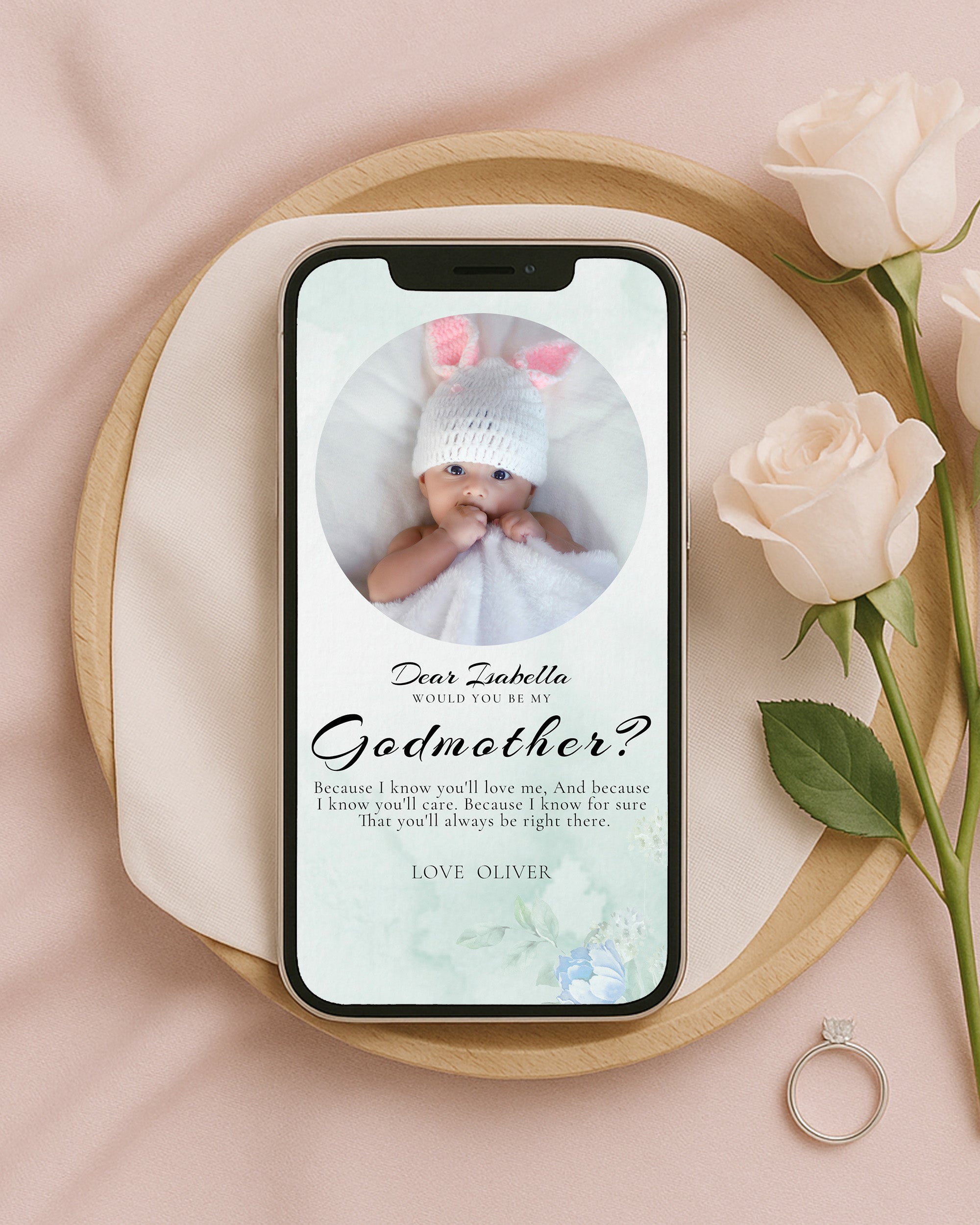 Will You Be My Godmother Proposal Card Template, Digital Photo Godparent Proposal Card, Editable Modern Baptism Proposal, Madrina Proposal