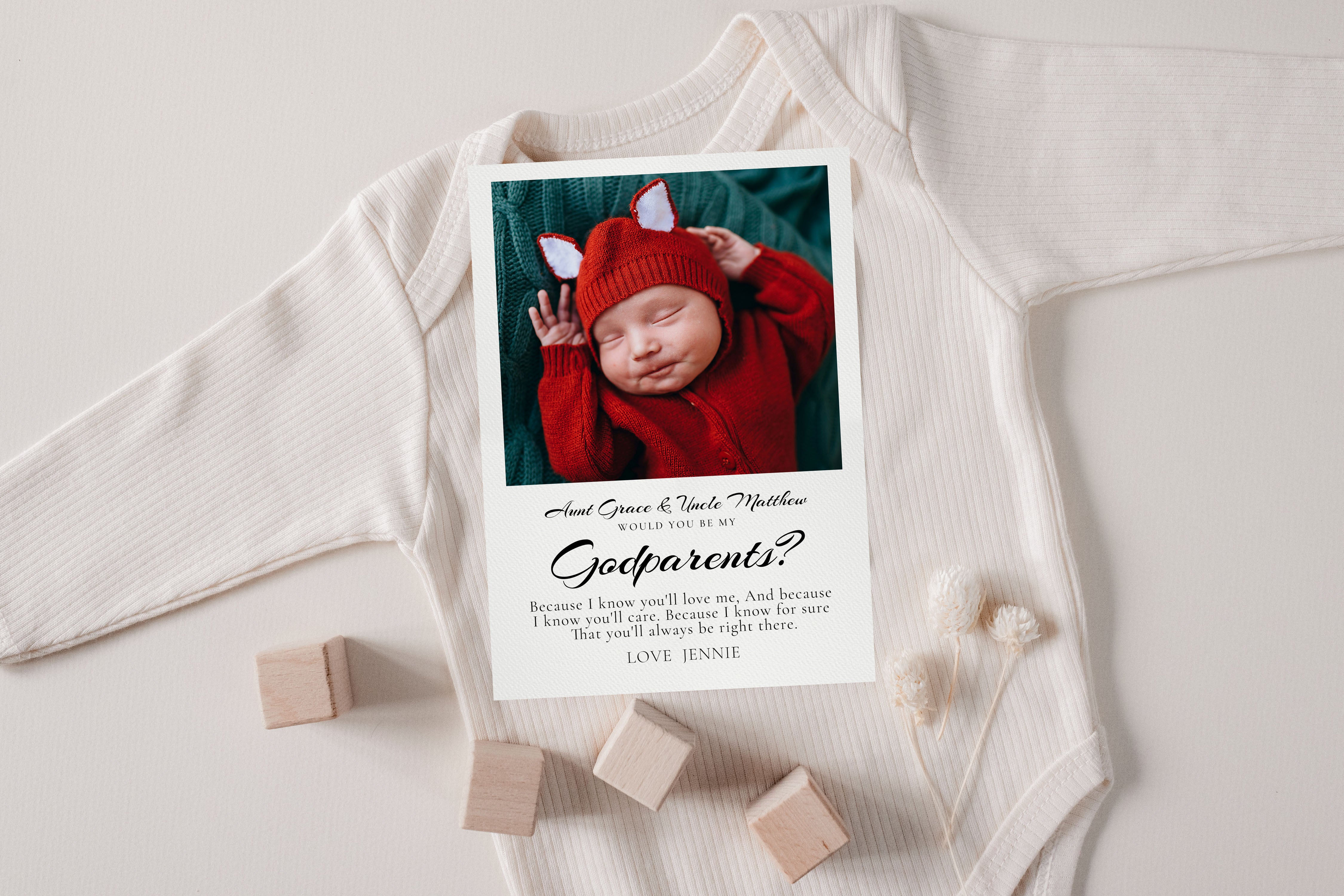 Will You Be My Godfather Proposal Card Template, Printable Photo Godparent Question Card, Editable Modern Baptism Proposal, Instant Download