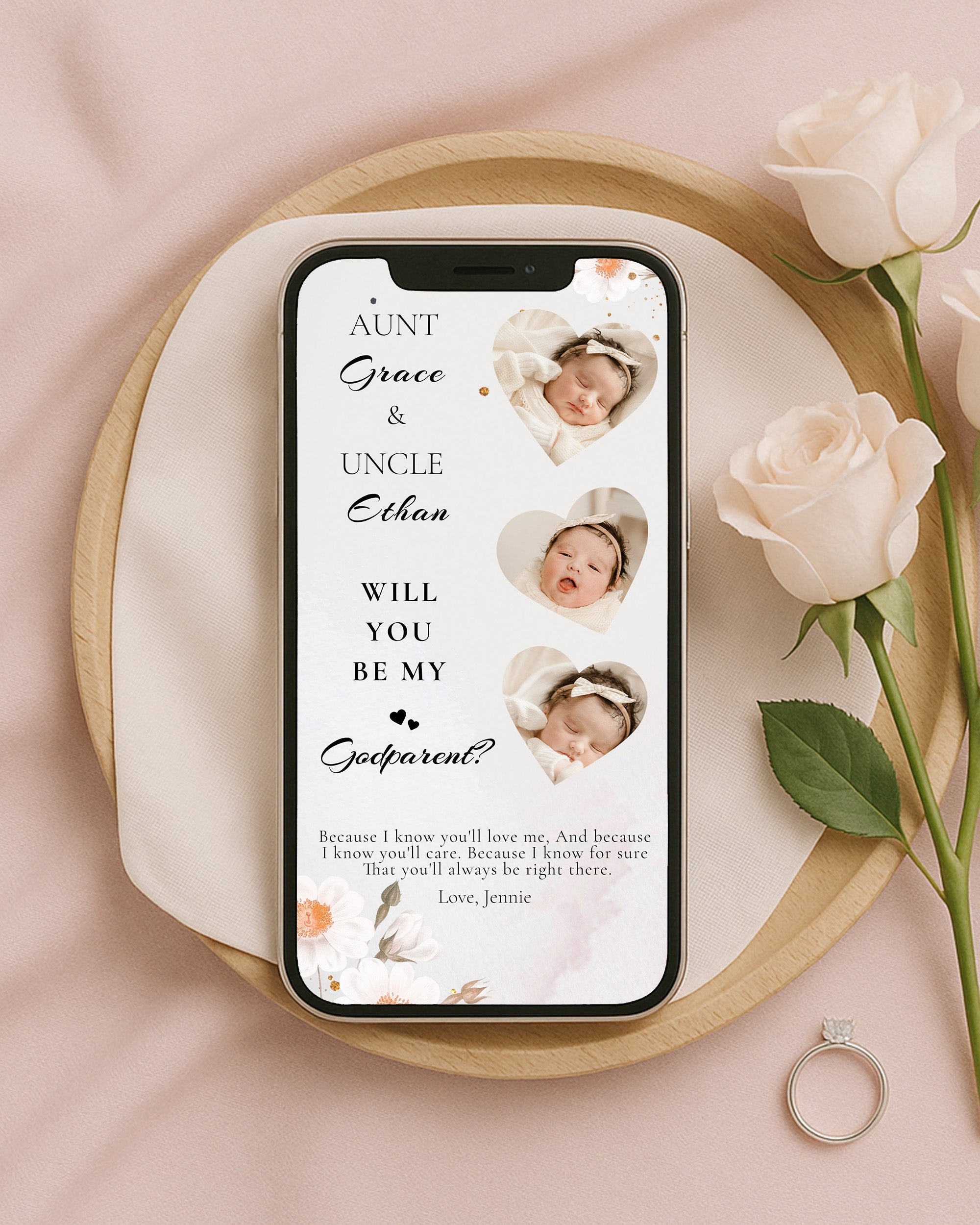 Will You Be My Godparent Proposal Godmother Proposal Card Godfather Proposal Card Madrina Baptism Proposal Christening Card Template