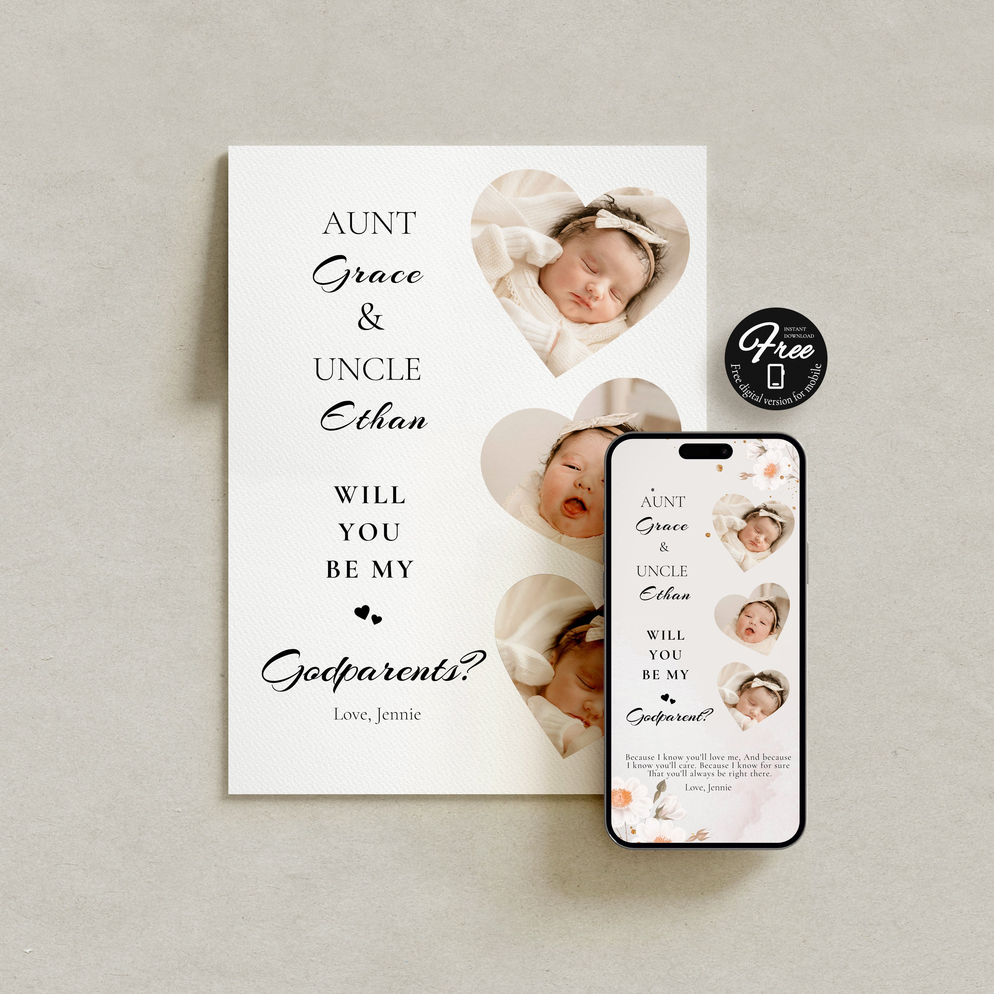Will You Be My Godparent Proposal Godmother Proposal Card Godfather Proposal Card Madrina Baptism Proposal Christening Card Template