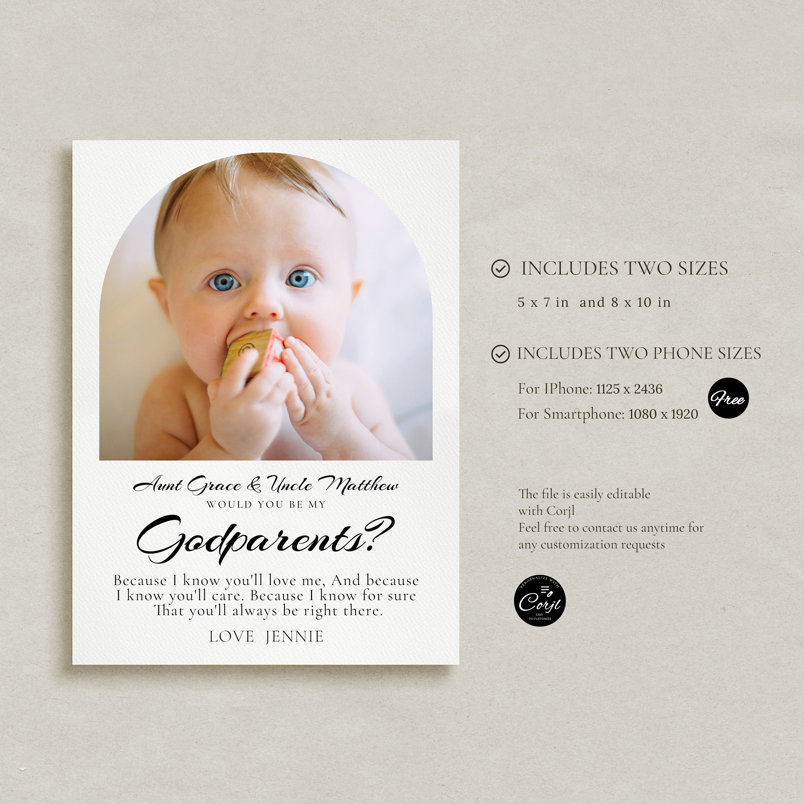 Will You Be My Godparents Proposal Card Template Baptism Proposal Card Godmother Proposal Card Godfather Proposal Card Christening Invite