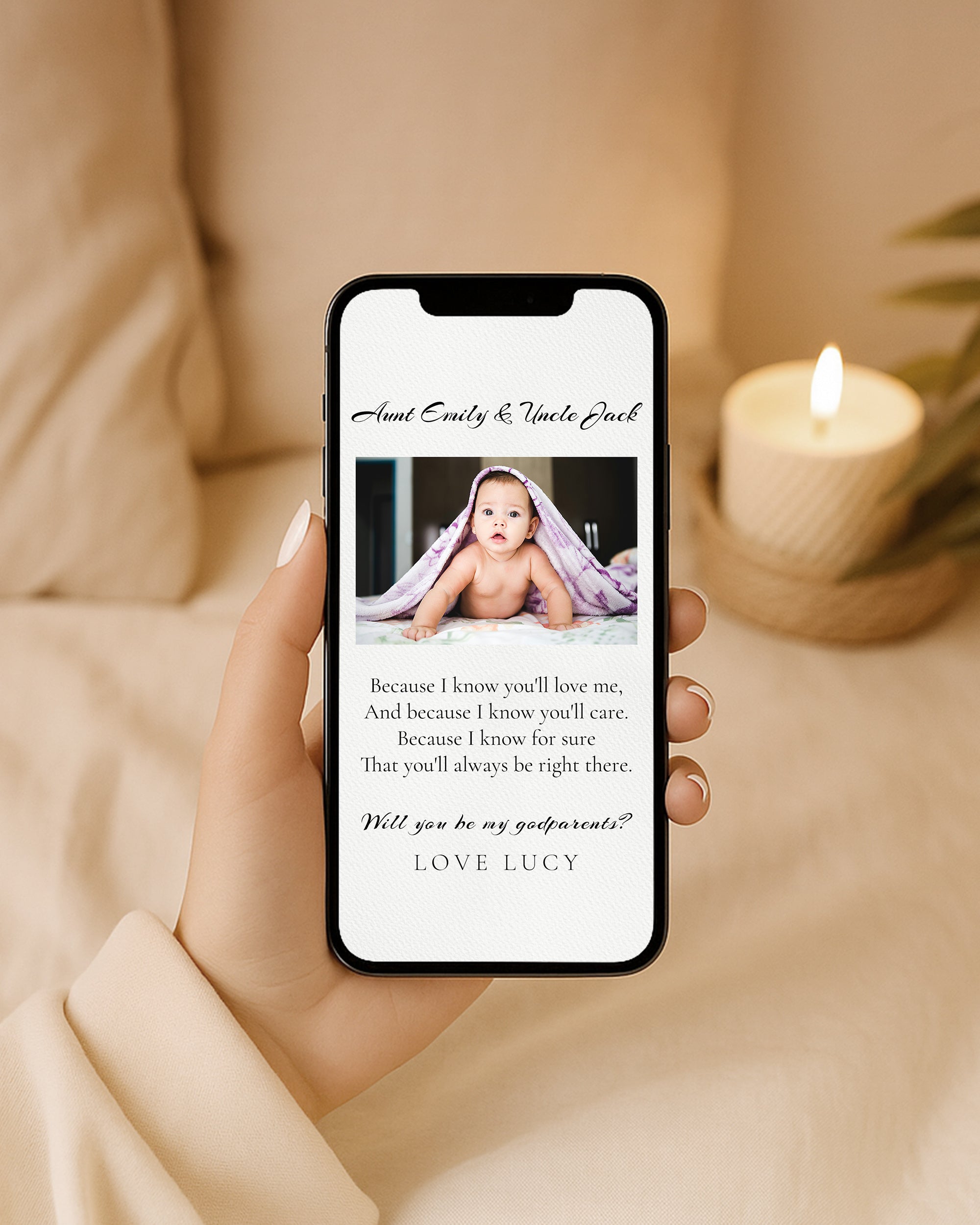 Will You Be My Godparents Proposal Card Template, Digital Minimal Photo Godparent Card, Editable Modern Baptism Proposal, Digital Invitation