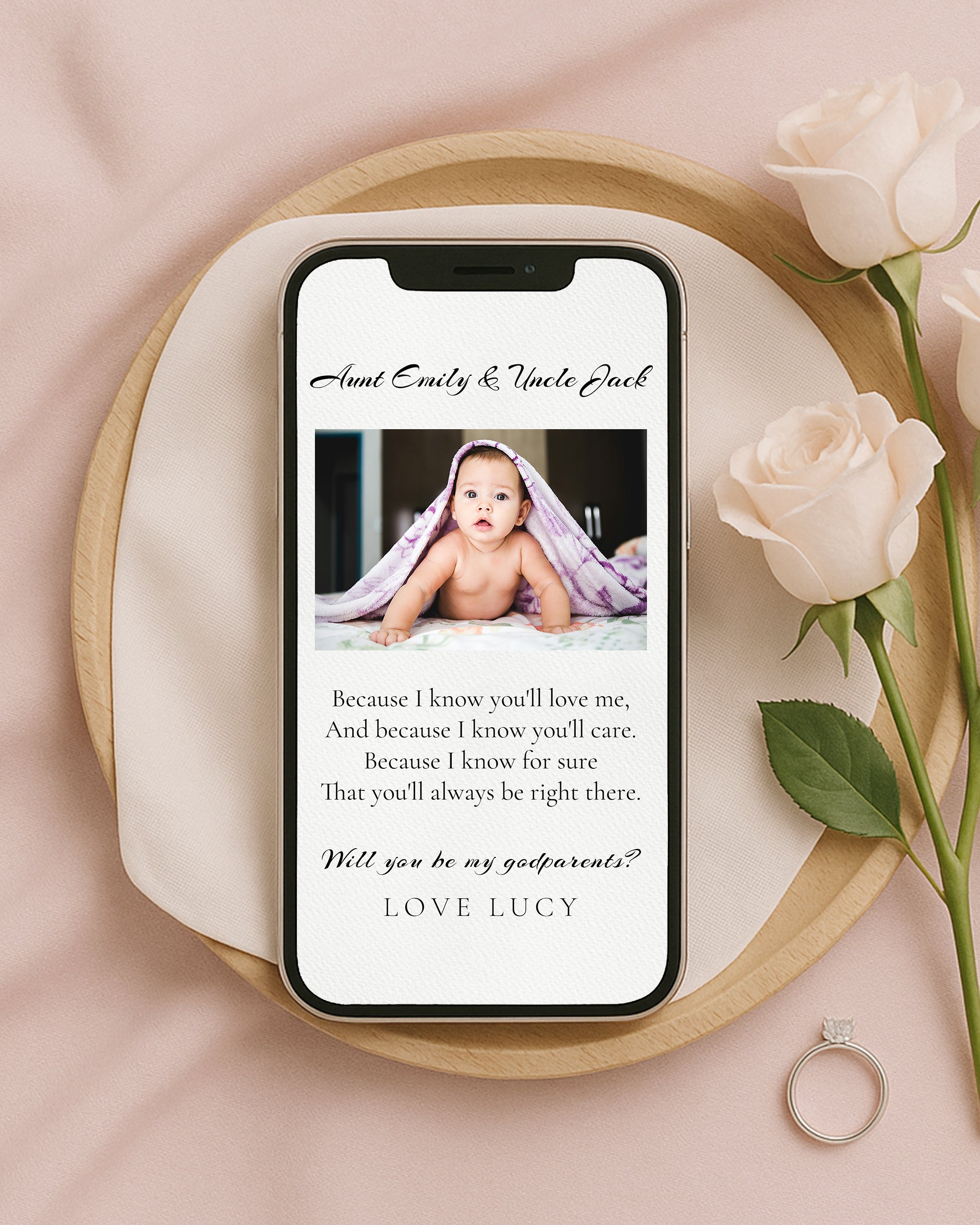Will You Be My Godparents Proposal Card Template, Digital Minimal Photo Godparent Card, Editable Modern Baptism Proposal, Digital Invitation