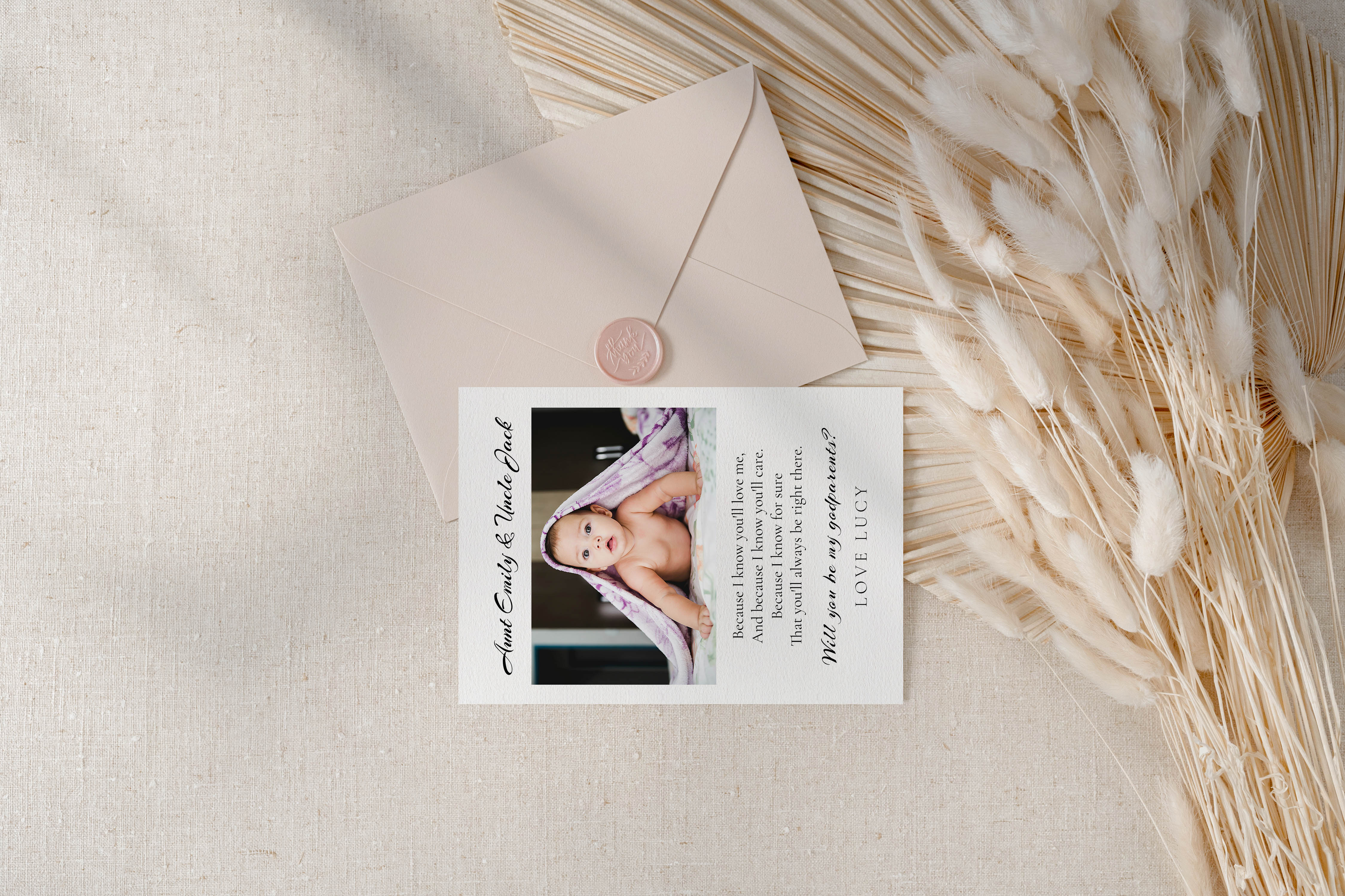 Will You Be My Godparents Proposal Card Template, Printable Minimal Photo Godparent Card, Editable Modern Baptism Proposal, Instant Download