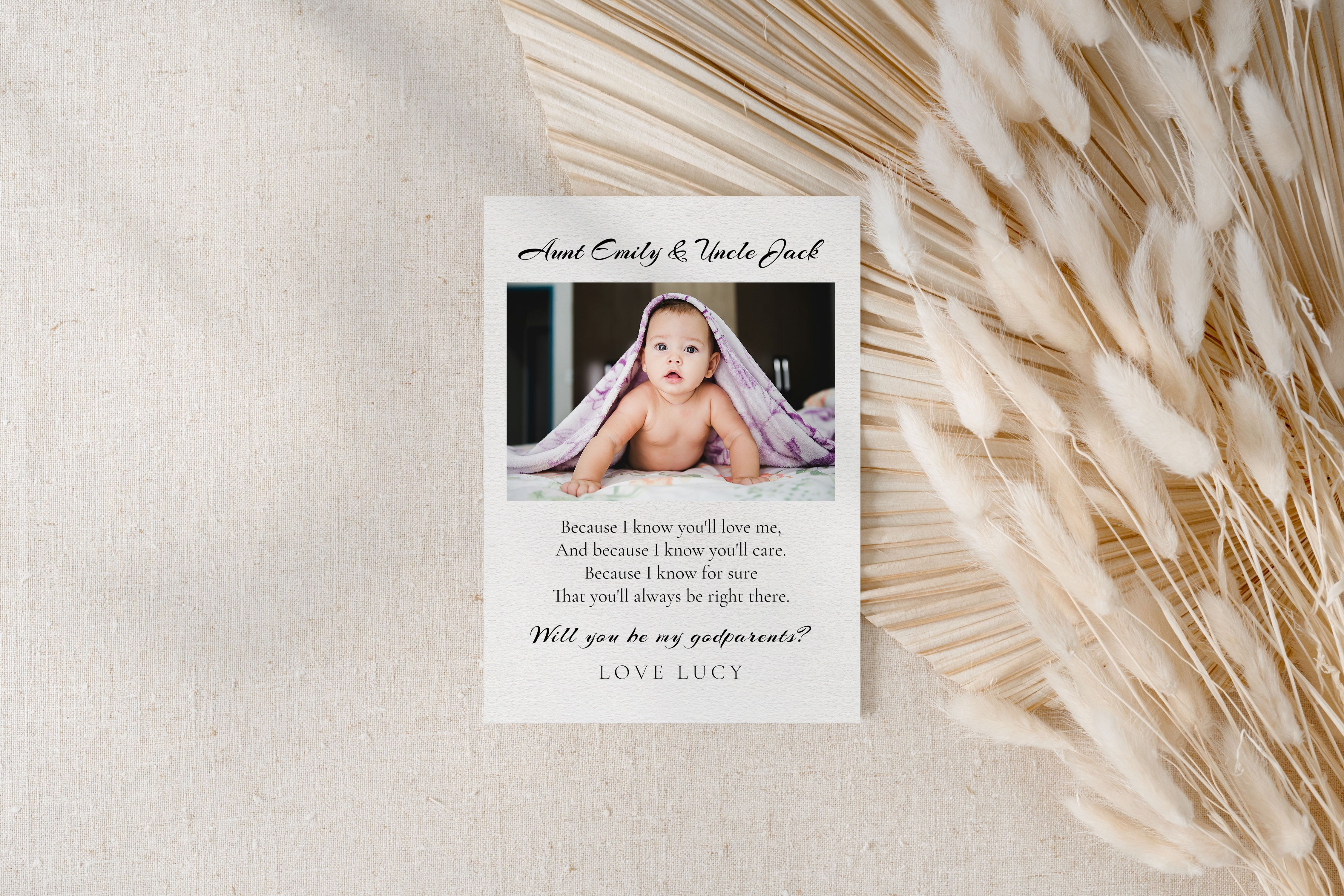 Will You Be My Godparents Proposal Card Template, Printable Minimal Photo Godparent Card, Editable Modern Baptism Proposal, Instant Download
