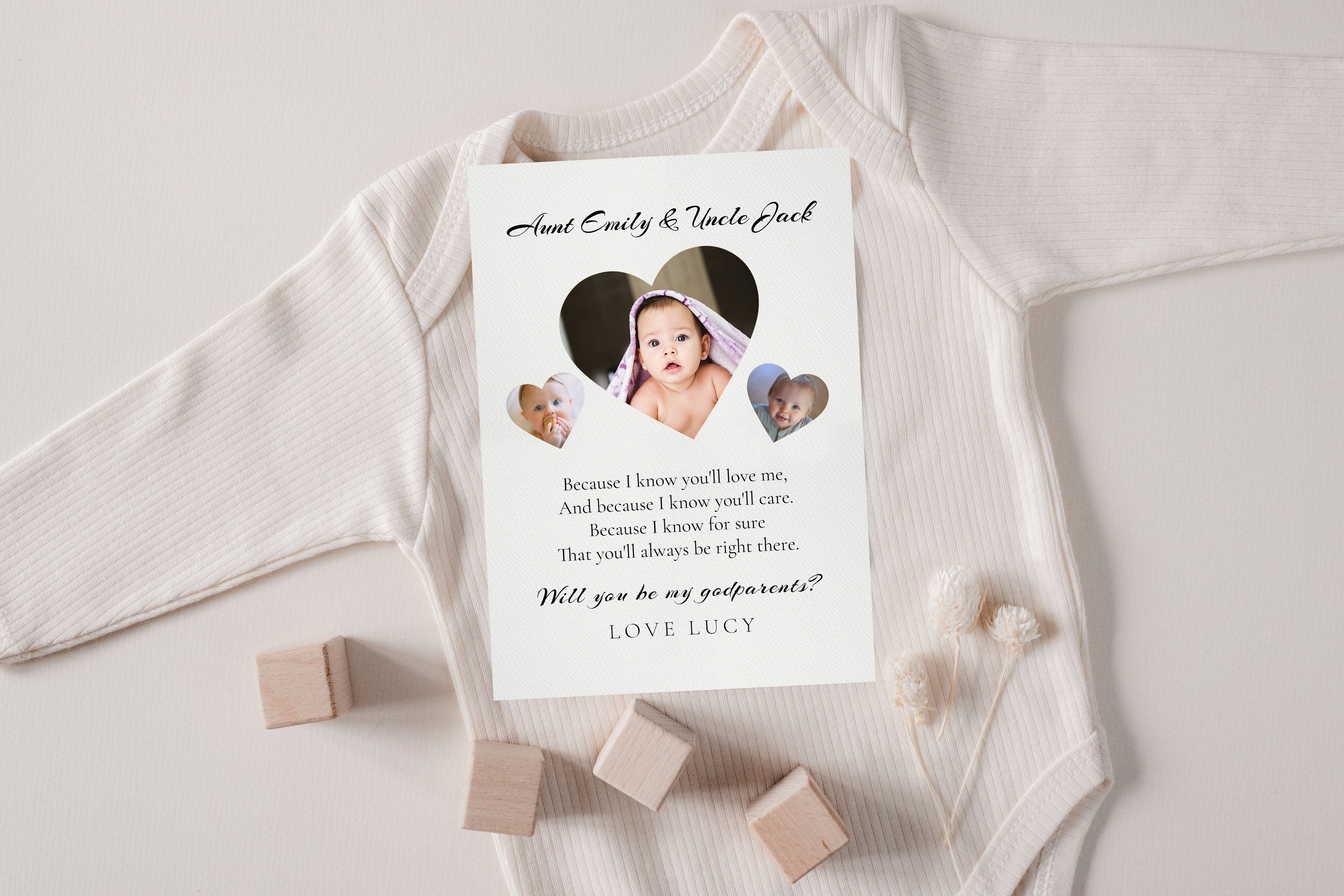 Will You Be My Godparents Proposal Card Template, Printable Minimal Photo Godparent Card, Editable Modern Baptism Proposal, Instant Download