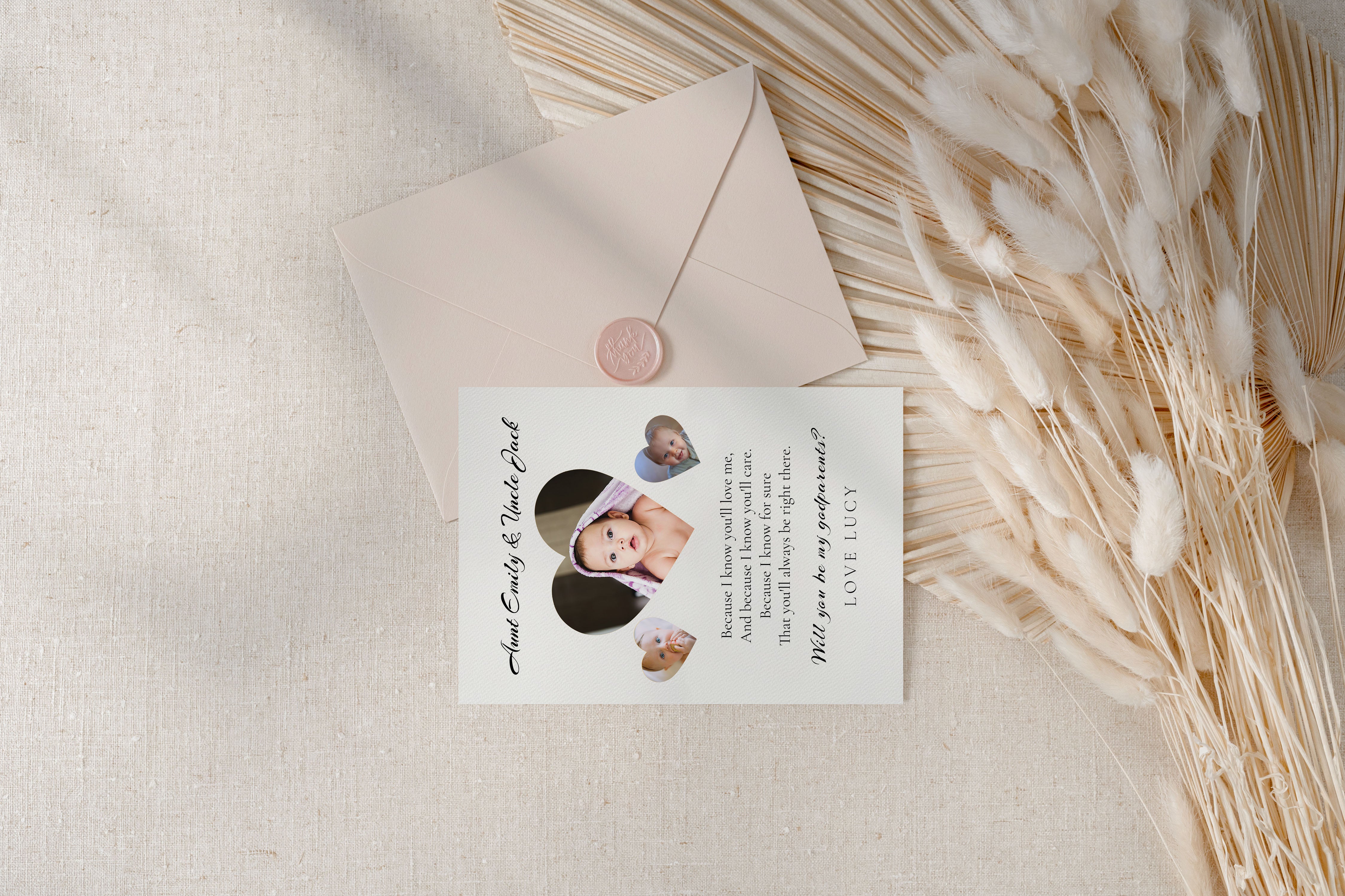 Will You Be My Godparents Proposal Card Template, Printable Minimal Photo Godparent Card, Editable Modern Baptism Proposal, Instant Download