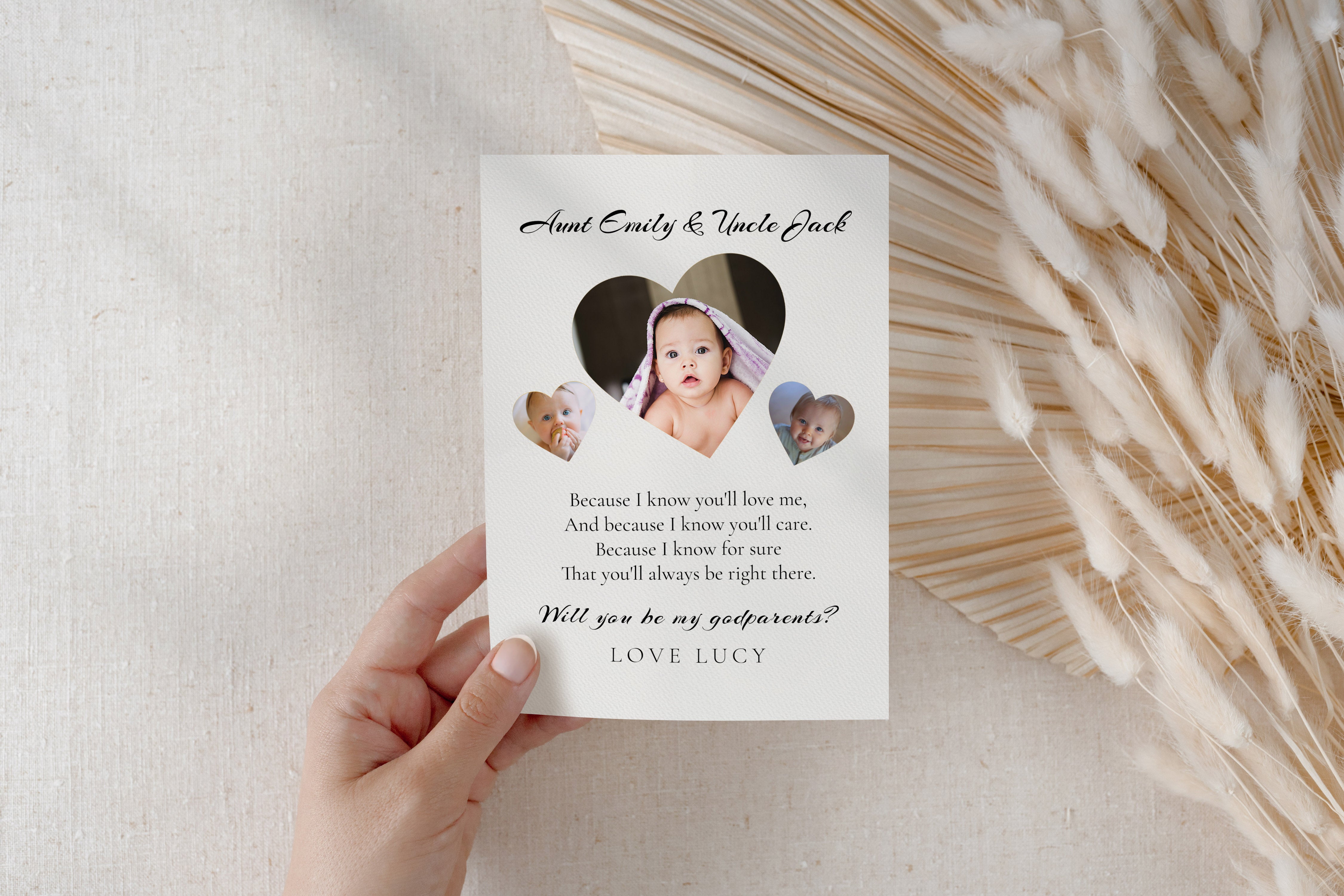 Will You Be My Godparents Proposal Card Template, Printable Minimal Photo Godparent Card, Editable Modern Baptism Proposal, Instant Download