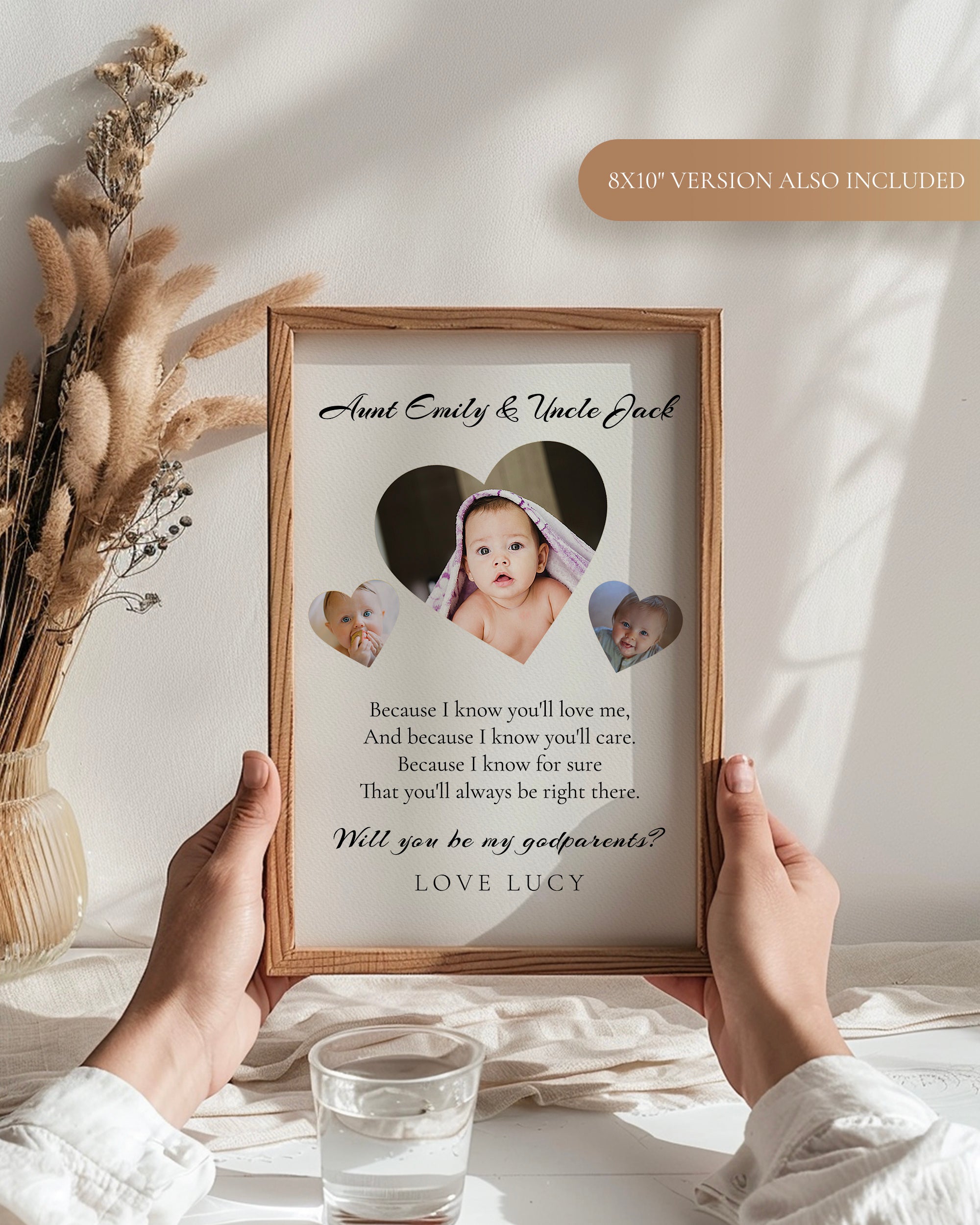 Will You Be My Godparents Proposal Card Template, Printable Minimal Photo Godparent Card, Editable Modern Baptism Proposal, Instant Download
