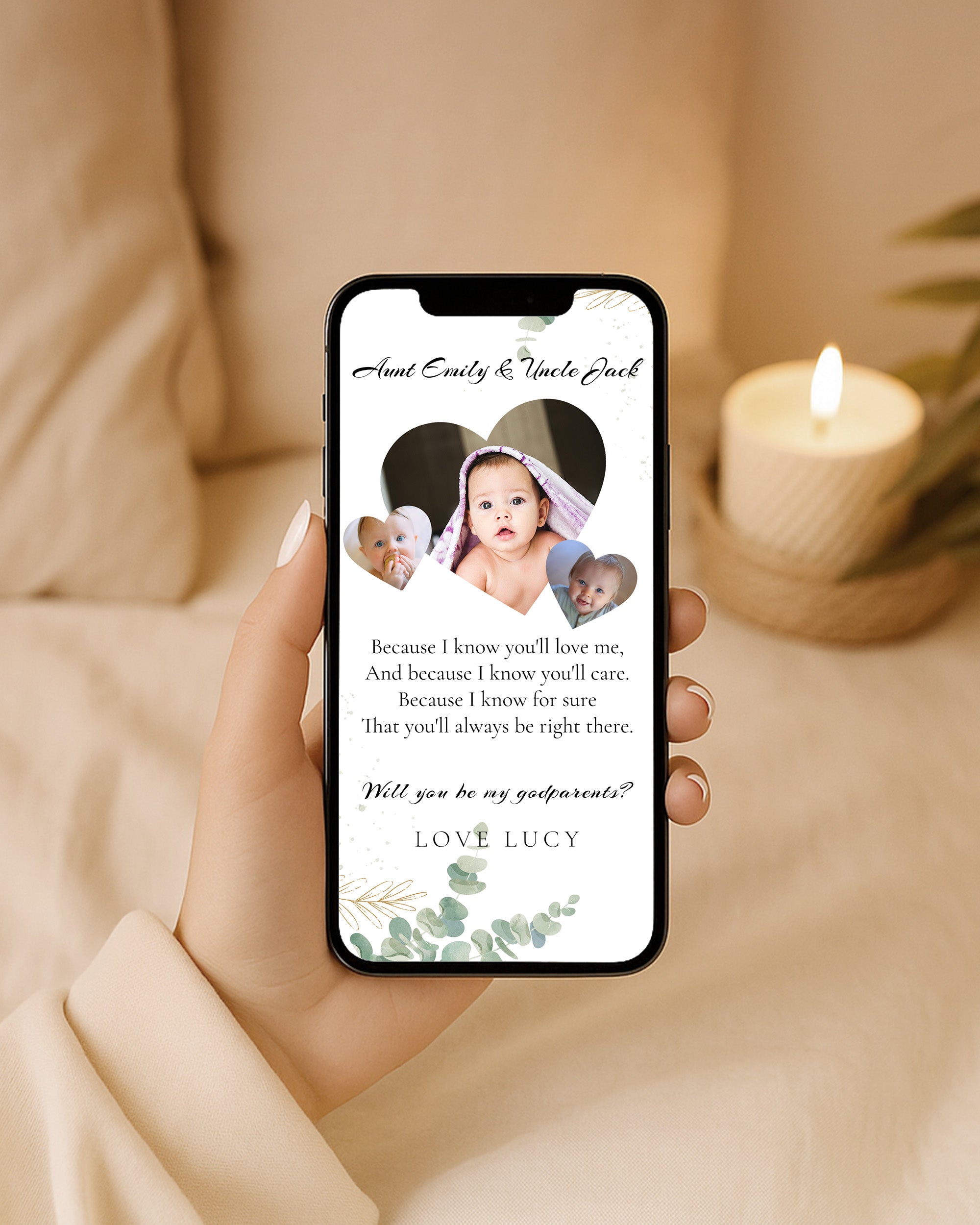 Will You Be My Godparents Proposal Card Template, Digital Minimal Photo Godparent Card, Editable Modern Baptism Proposal, Digital invite