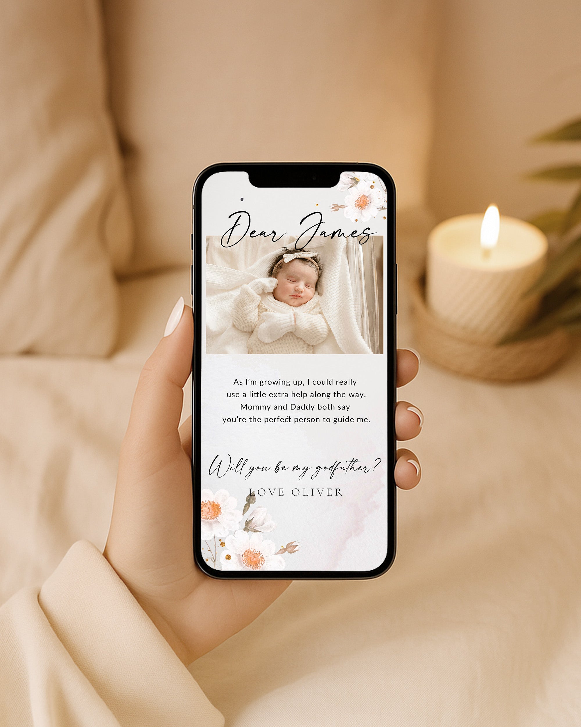 Will You Be My Godfather Proposal Card Template, Printable Photo Godparent Proposal Card, Editable Modern Baptism Proposal, Padrino Proposal