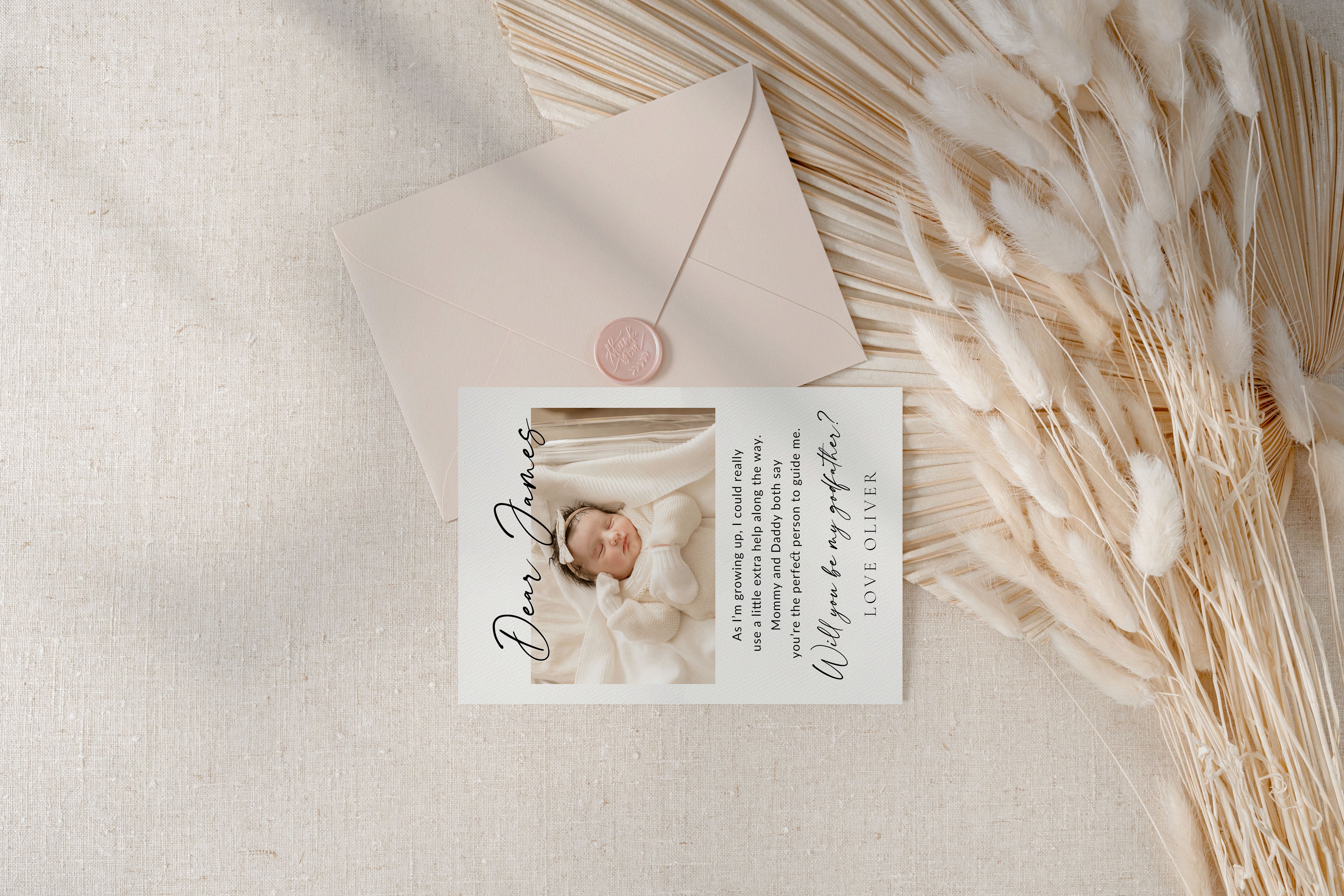 Will You Be My Godfather Proposal Card Template, Printable Photo Godparent Proposal Card, Editable Modern Baptism Proposal, Instant Download