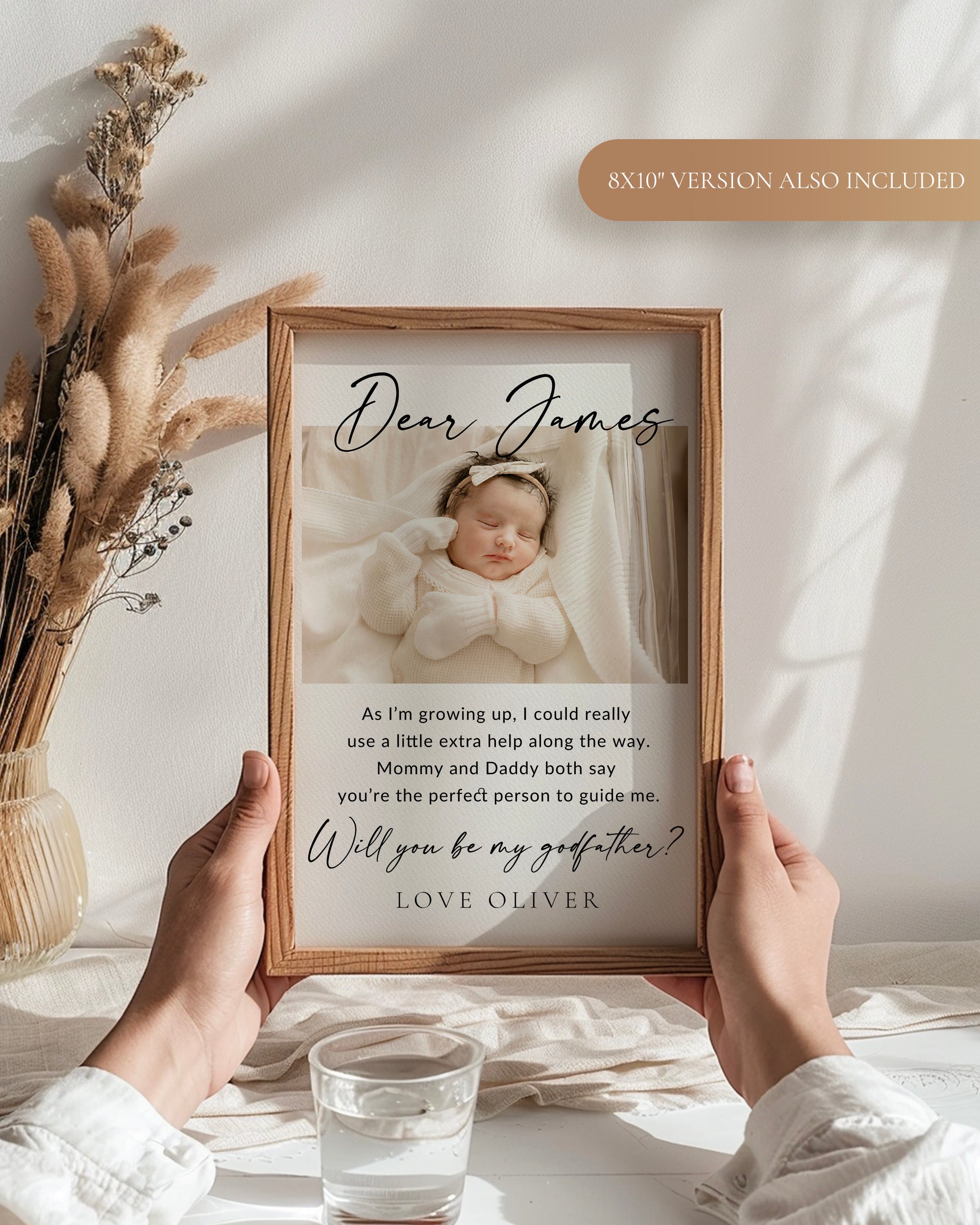 Will You Be My Godfather Proposal Card Template, Printable Photo Godparent Proposal Card, Editable Modern Baptism Proposal, Instant Download