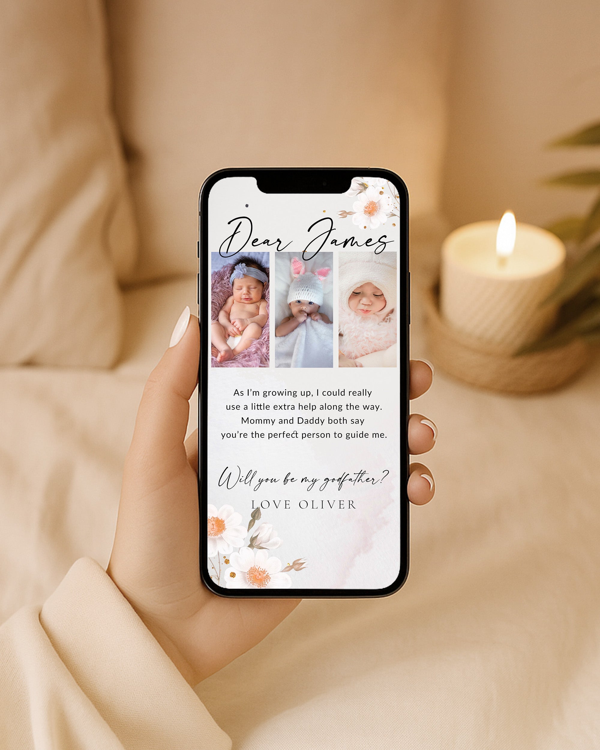Will You Be My Godfather Proposal Card Template, Printable Photo Godparent Proposal Card, Editable Modern Baptism Proposal, Padrino Proposal