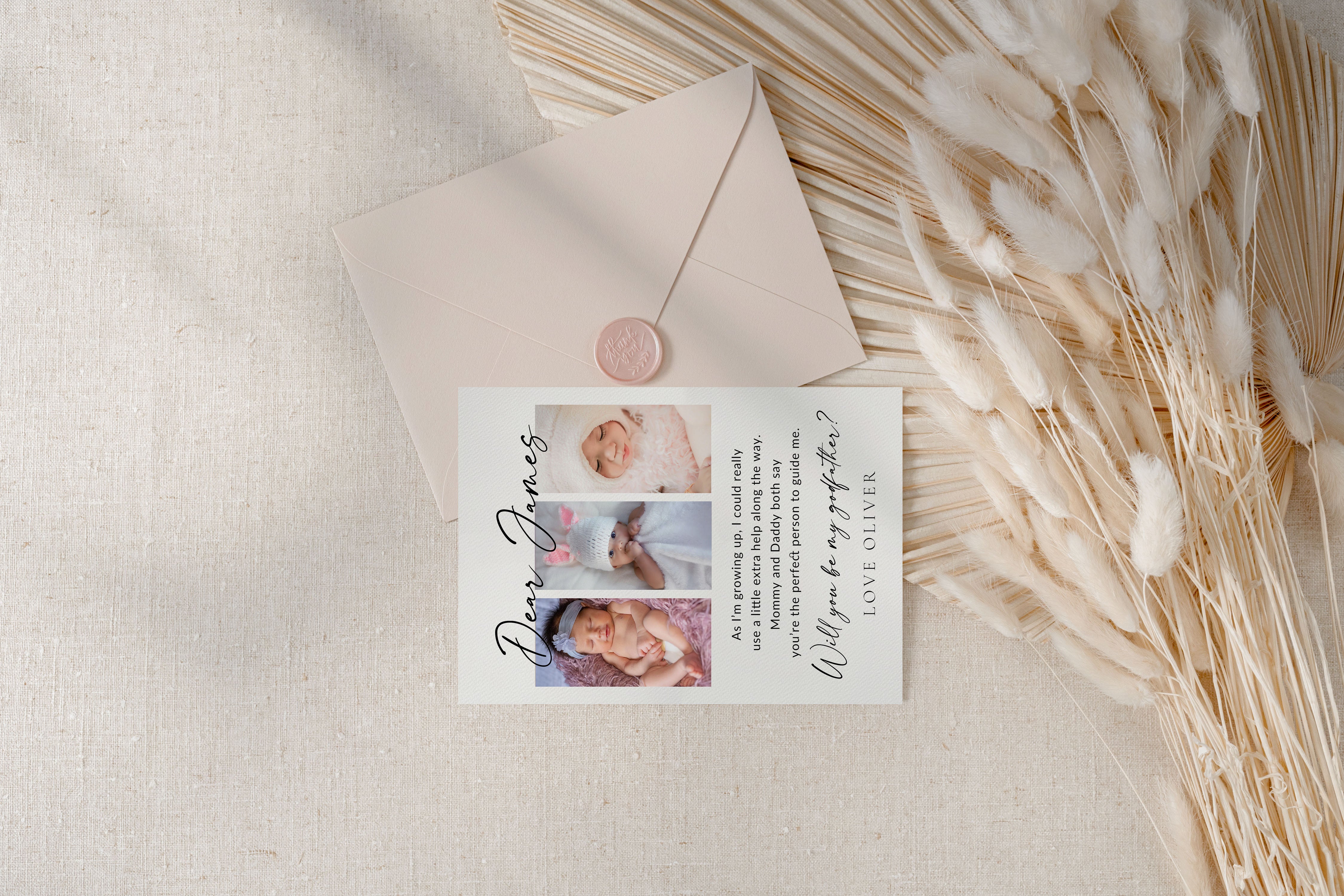 Will You Be My Godfather Proposal Card Template, Printable Photo Godparent Question Card, Editable Modern Baptism Proposal, Instant Download
