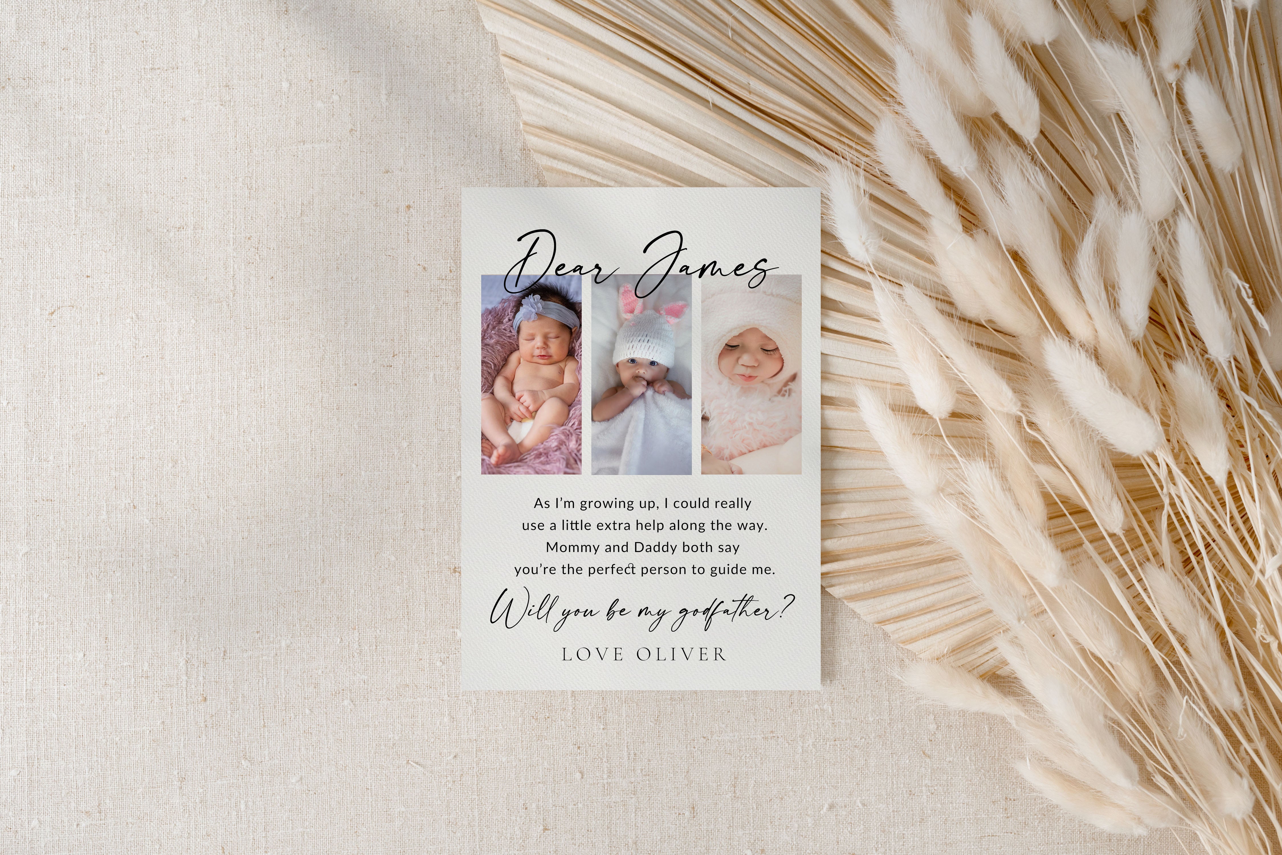 Will You Be My Godfather Proposal Card Template, Printable Photo Godparent Question Card, Editable Modern Baptism Proposal, Instant Download