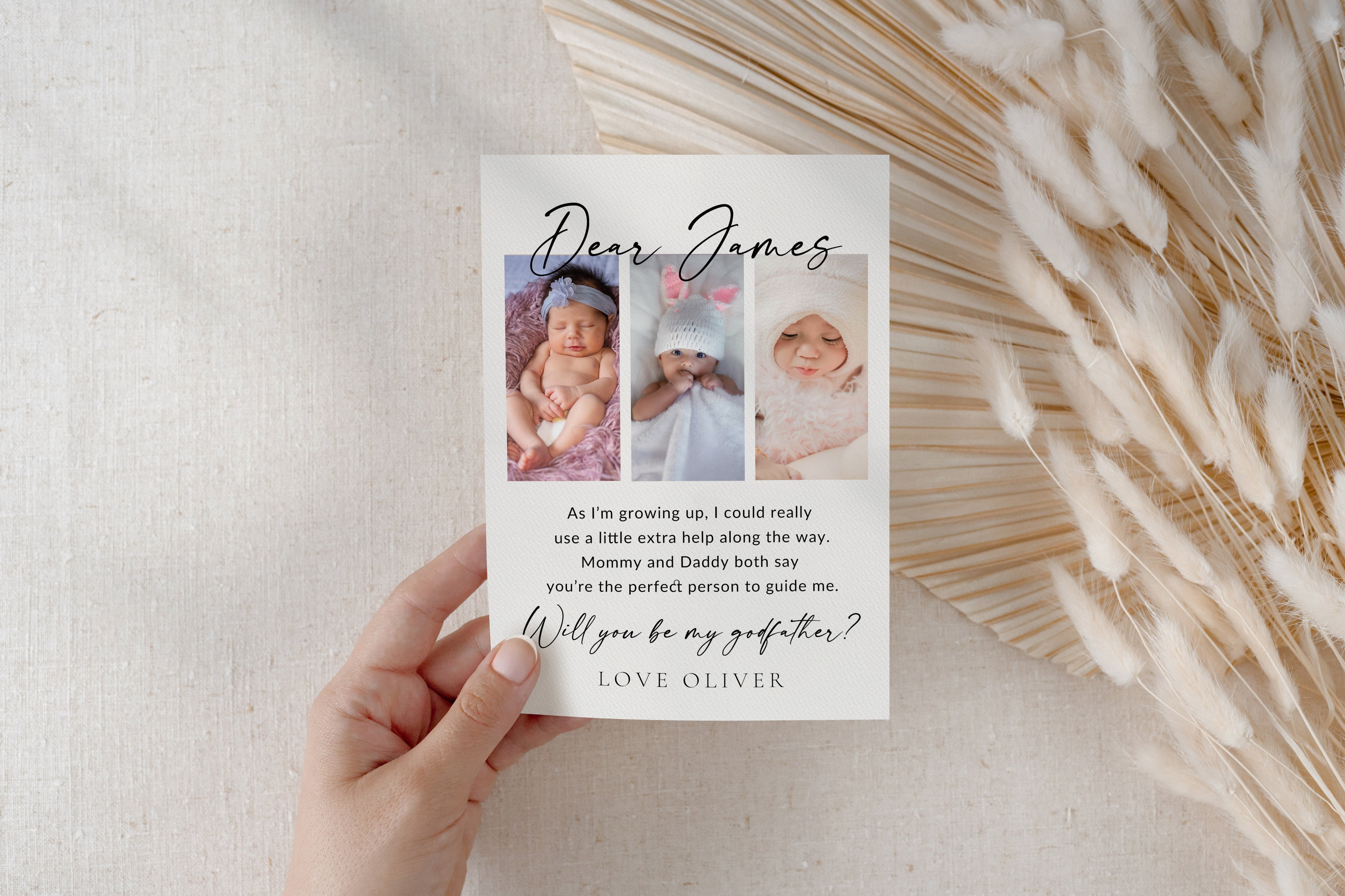 Will You Be My Godfather Proposal Card Template, Printable Photo Godparent Question Card, Editable Modern Baptism Proposal, Instant Download