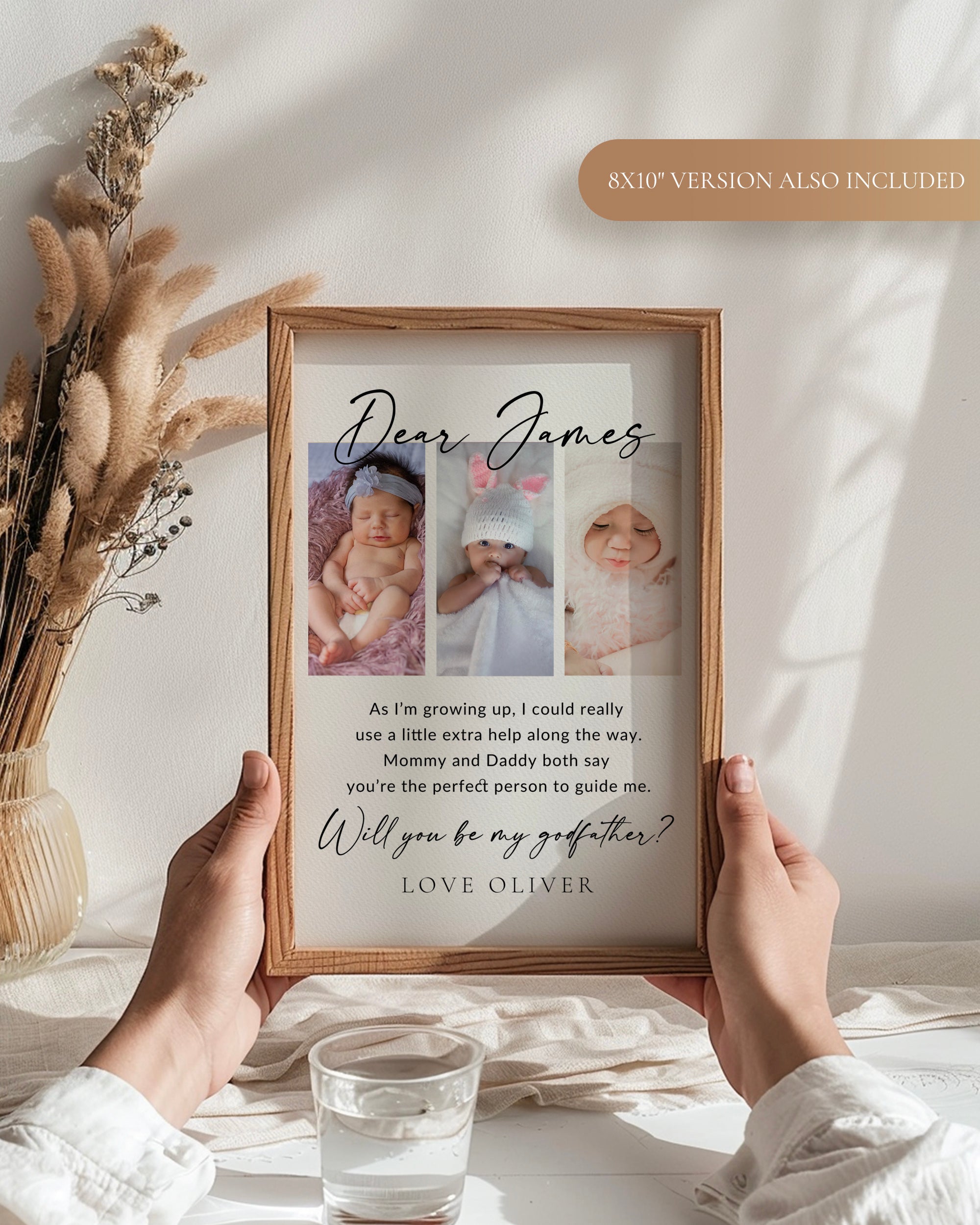 Will You Be My Godfather Proposal Card Template, Printable Photo Godparent Question Card, Editable Modern Baptism Proposal, Instant Download