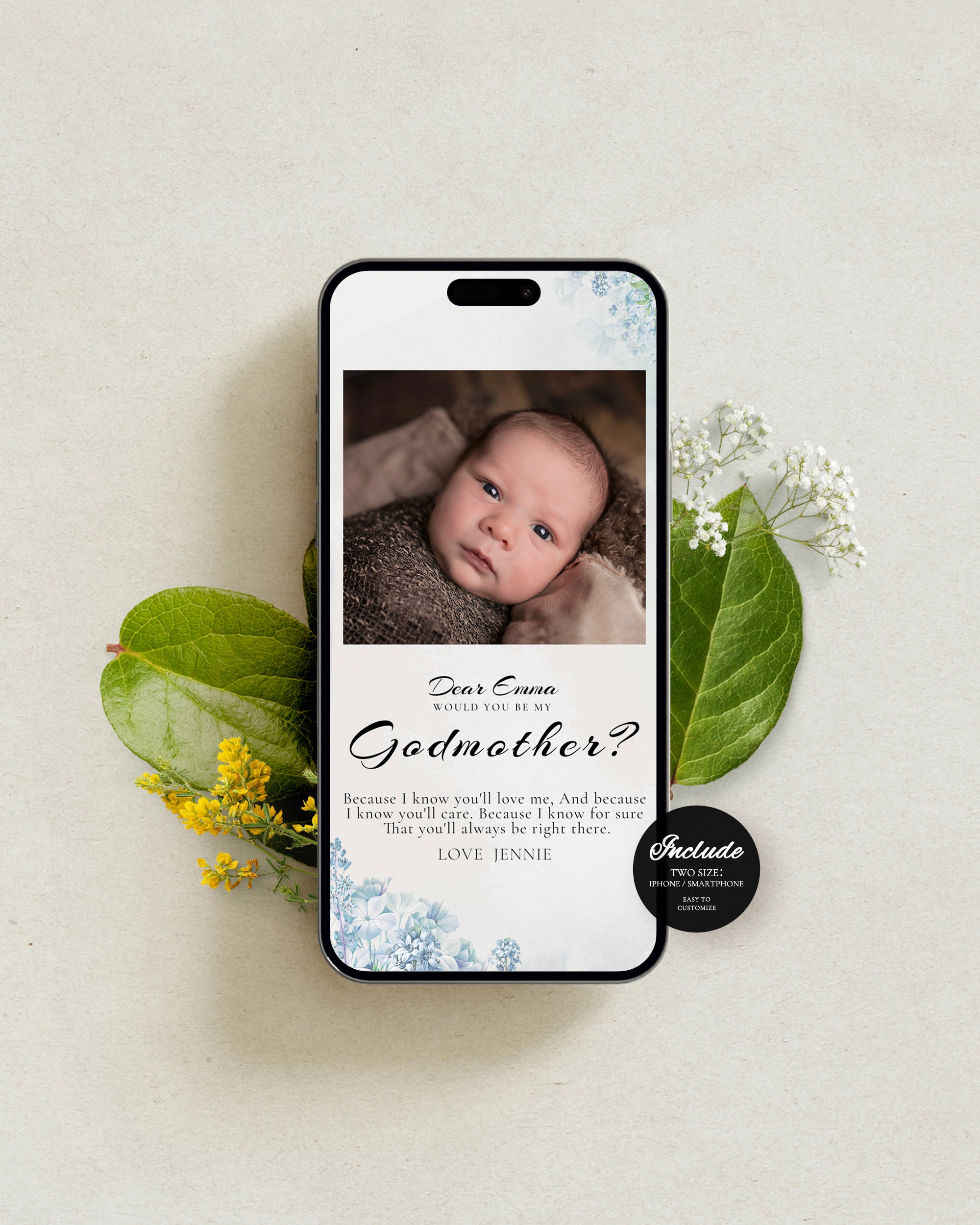 Will You Be My Godmother Proposal Card Template, Digital Photo Godparent Proposal Card, Editable Modern Baptism Proposal, Madrina Proposal