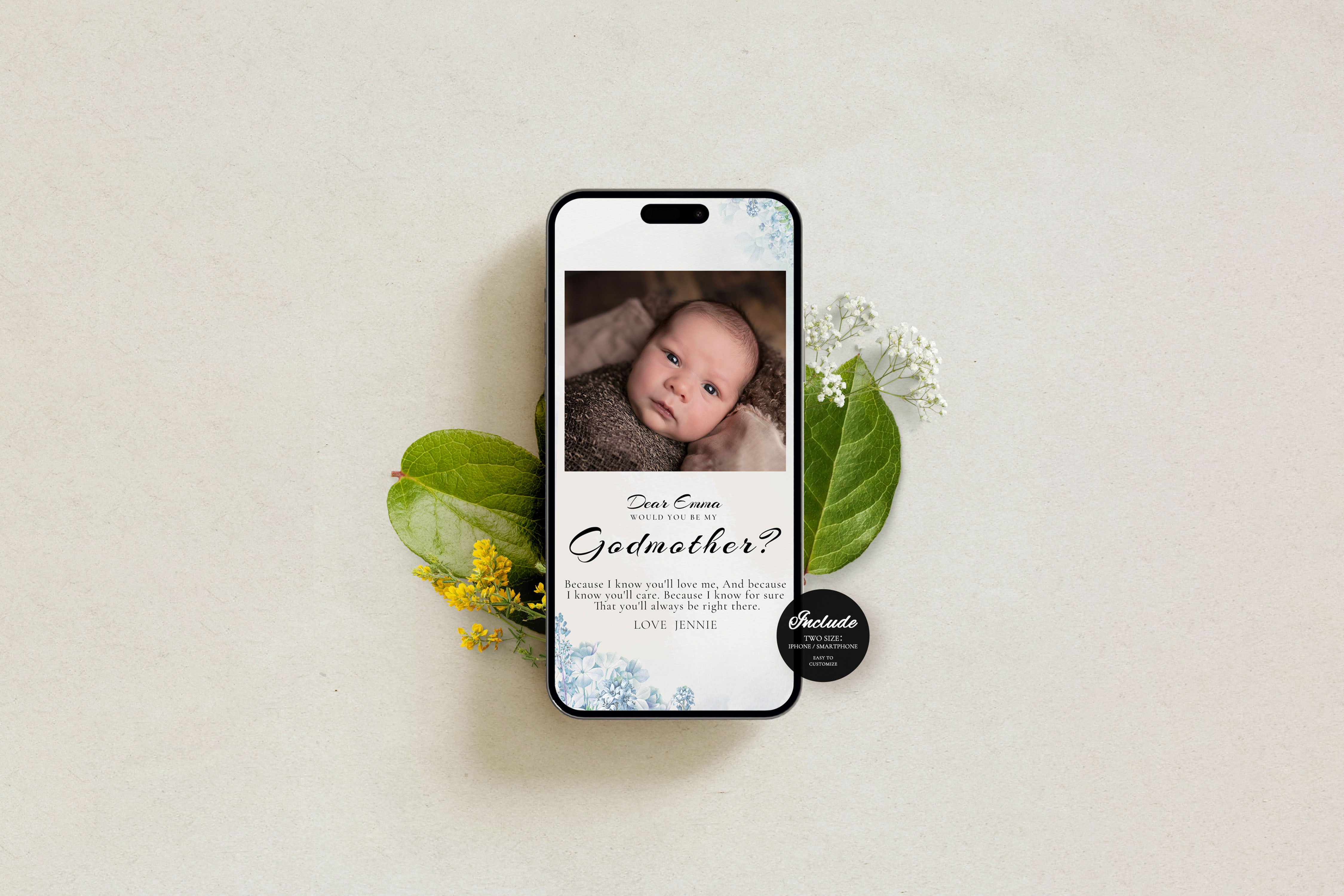 Will You Be My Godmother Proposal Card Template, Digital Photo Godparent Proposal Card, Editable Modern Baptism Proposal, Madrina Proposal