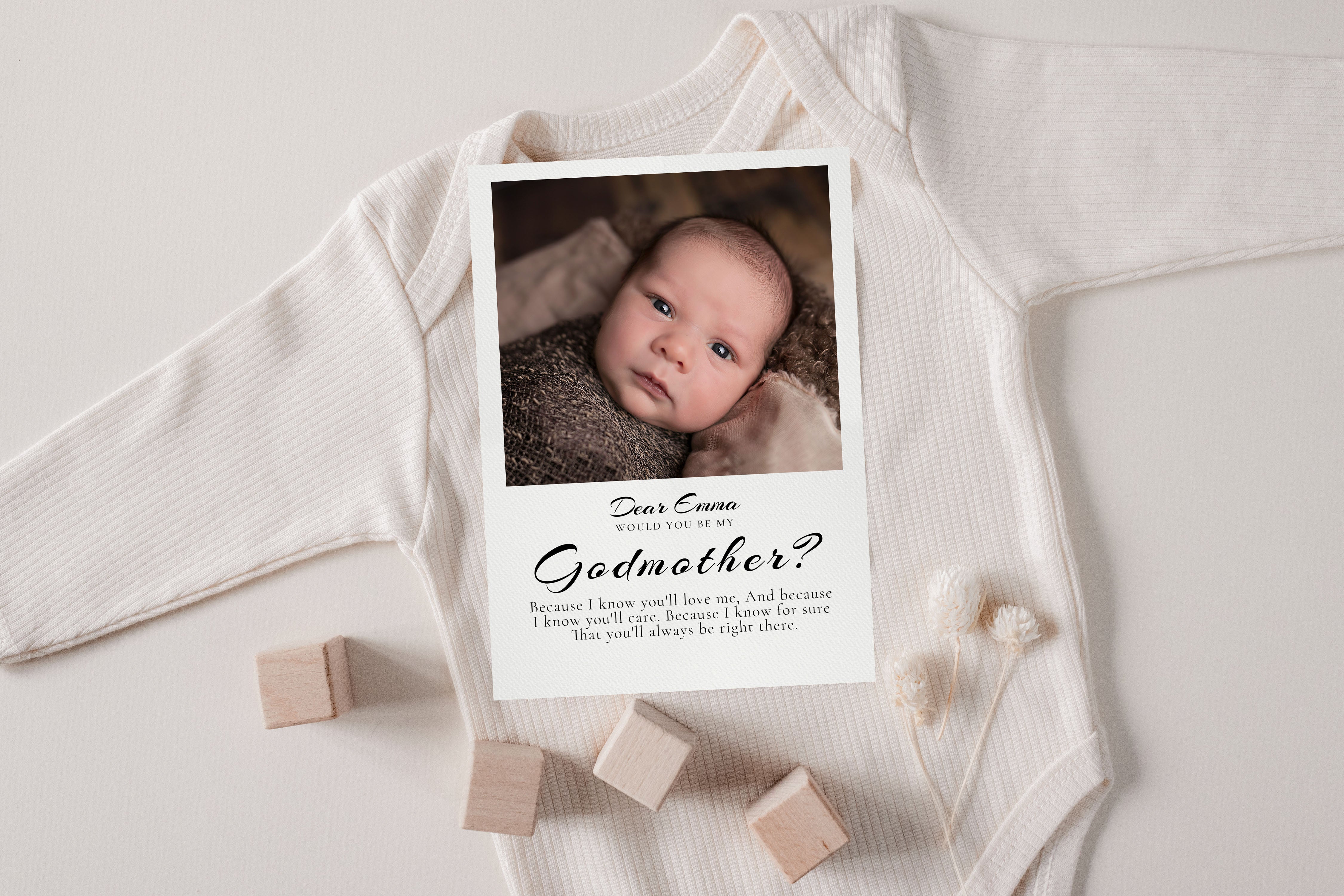 Will You Be My Godmother Proposal Card Template, Printable Photo Godparent Proposal Card, Editable Modern Baptism Proposal, Instant Download