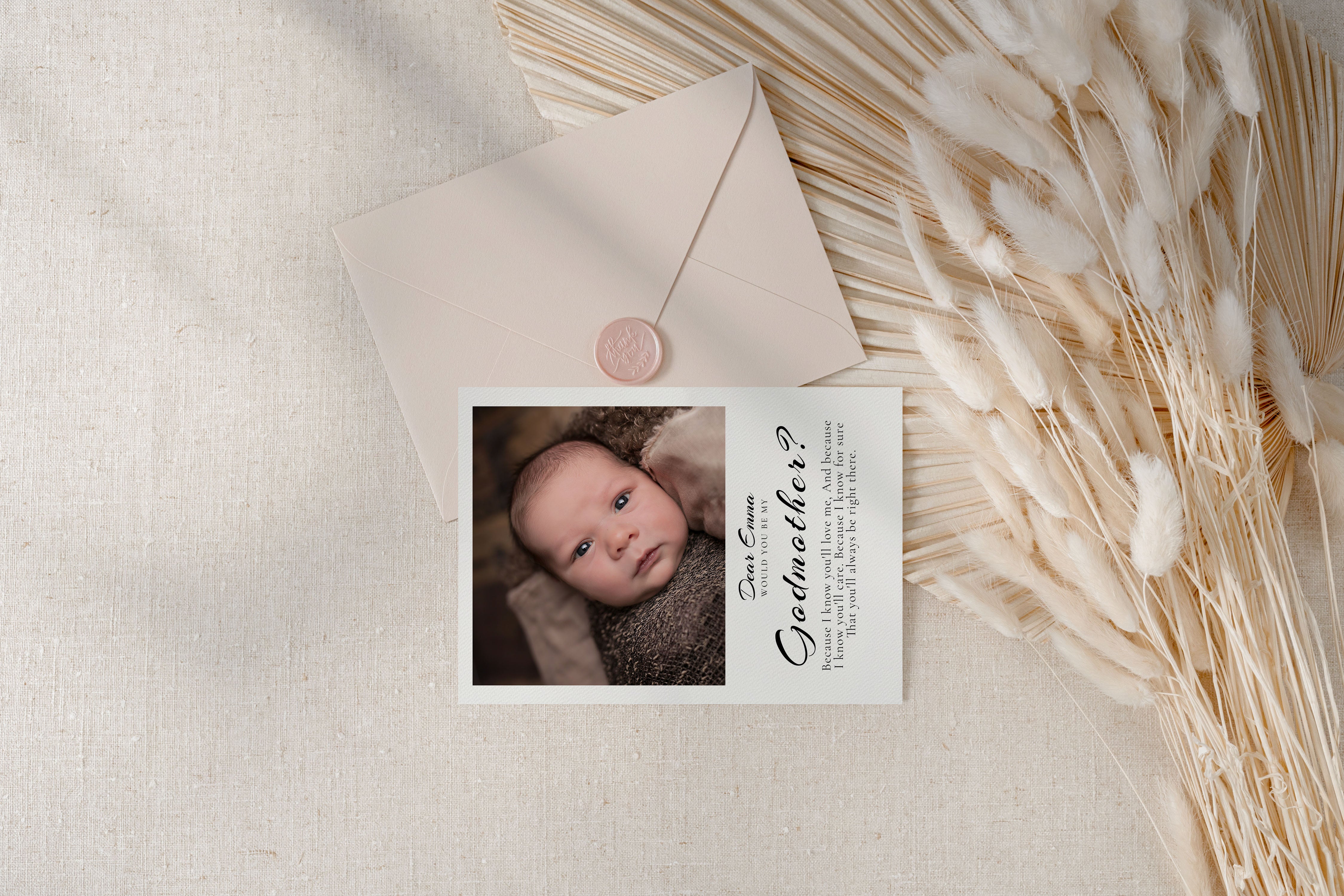 Will You Be My Godmother Proposal Card Template, Printable Photo Godparent Proposal Card, Editable Modern Baptism Proposal, Instant Download