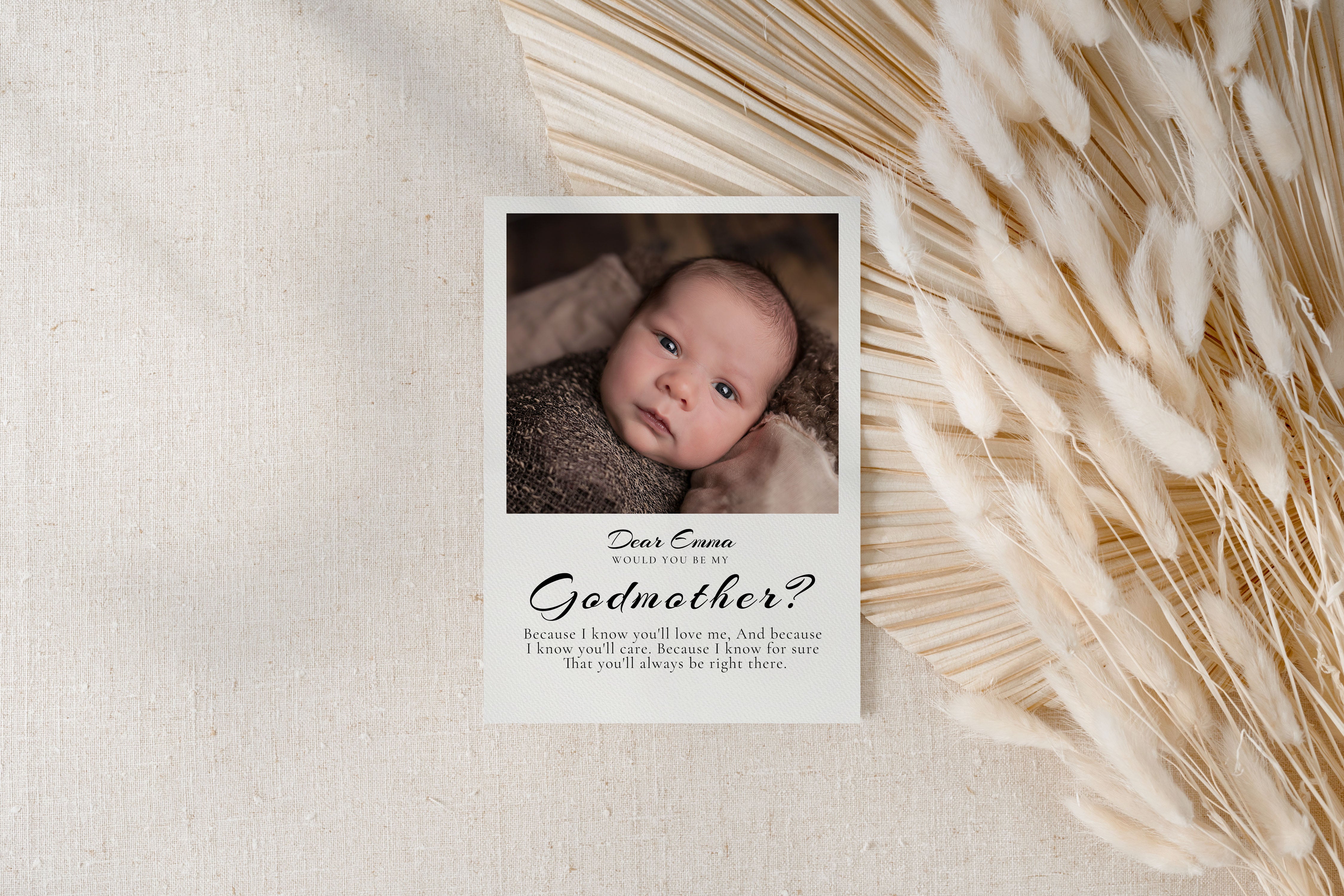 Will You Be My Godmother Proposal Card Template, Printable Photo Godparent Proposal Card, Editable Modern Baptism Proposal, Instant Download