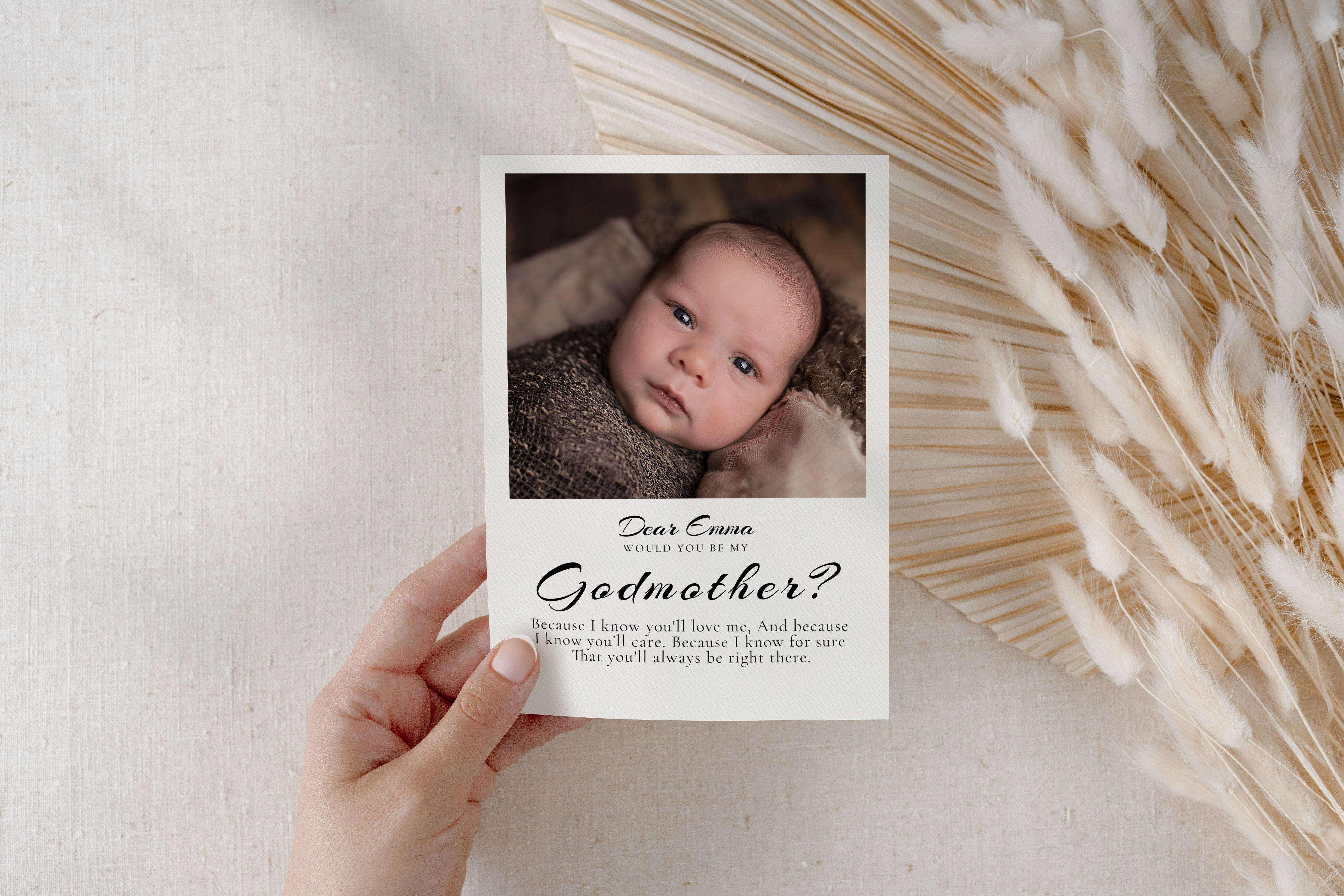 Will You Be My Godmother Proposal Card Template, Printable Photo Godparent Proposal Card, Editable Modern Baptism Proposal, Instant Download