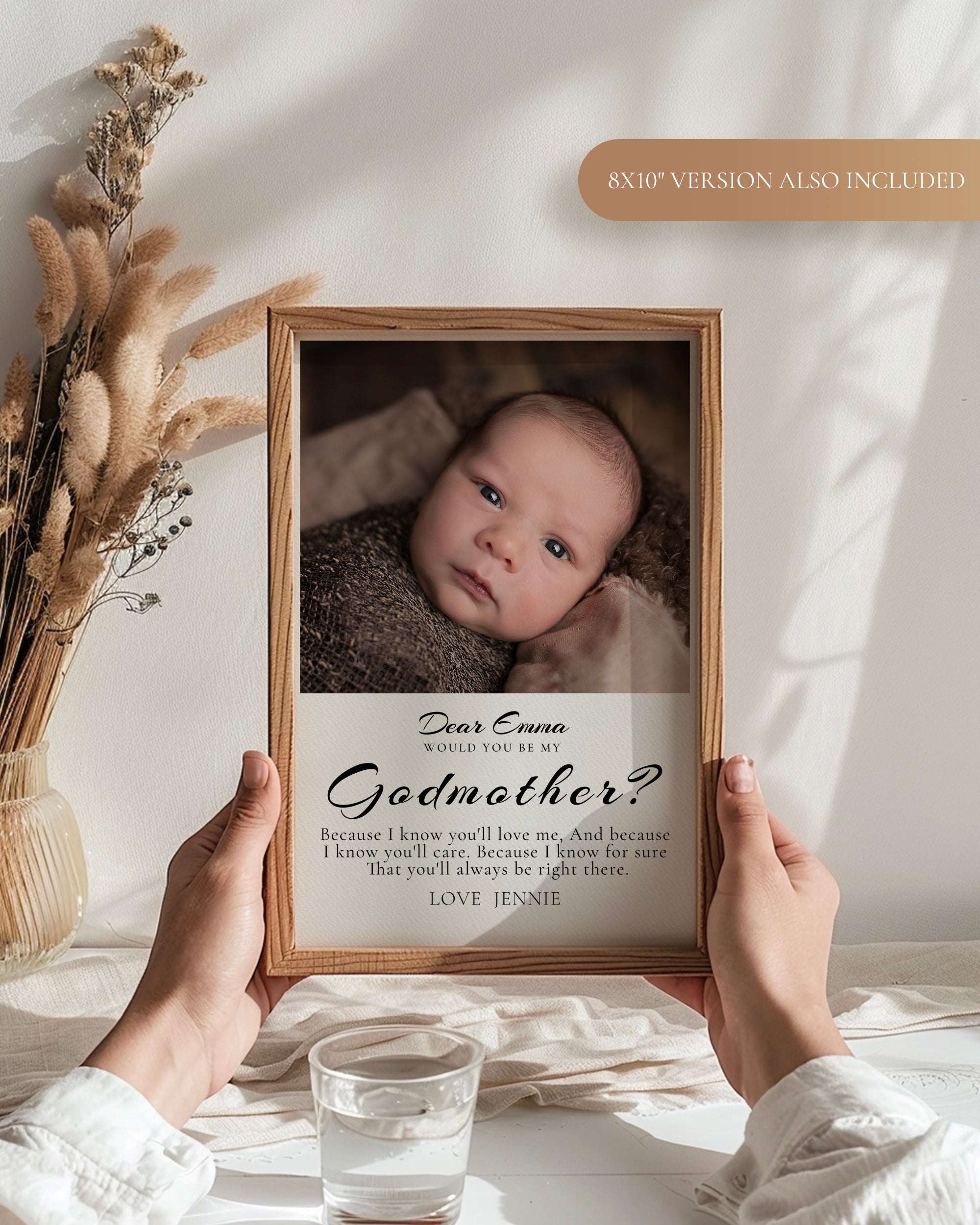 Will You Be My Godmother Proposal Card Template, Printable Photo Godparent Proposal Card, Editable Modern Baptism Proposal, Instant Download