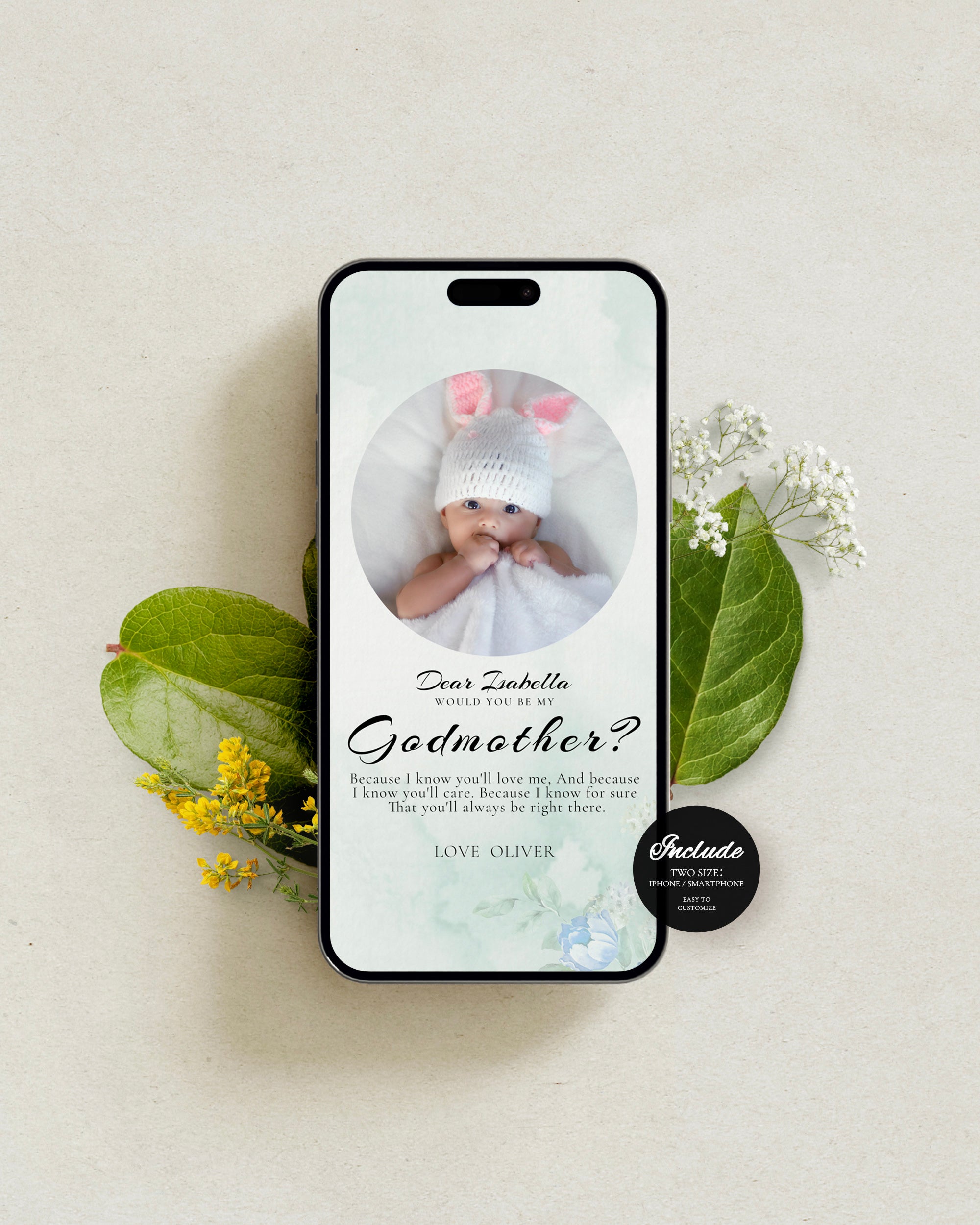 Will You Be My Godmother Proposal Card Template, Digital Photo Godparent Proposal Card, Editable Modern Baptism Proposal, Madrina Proposal
