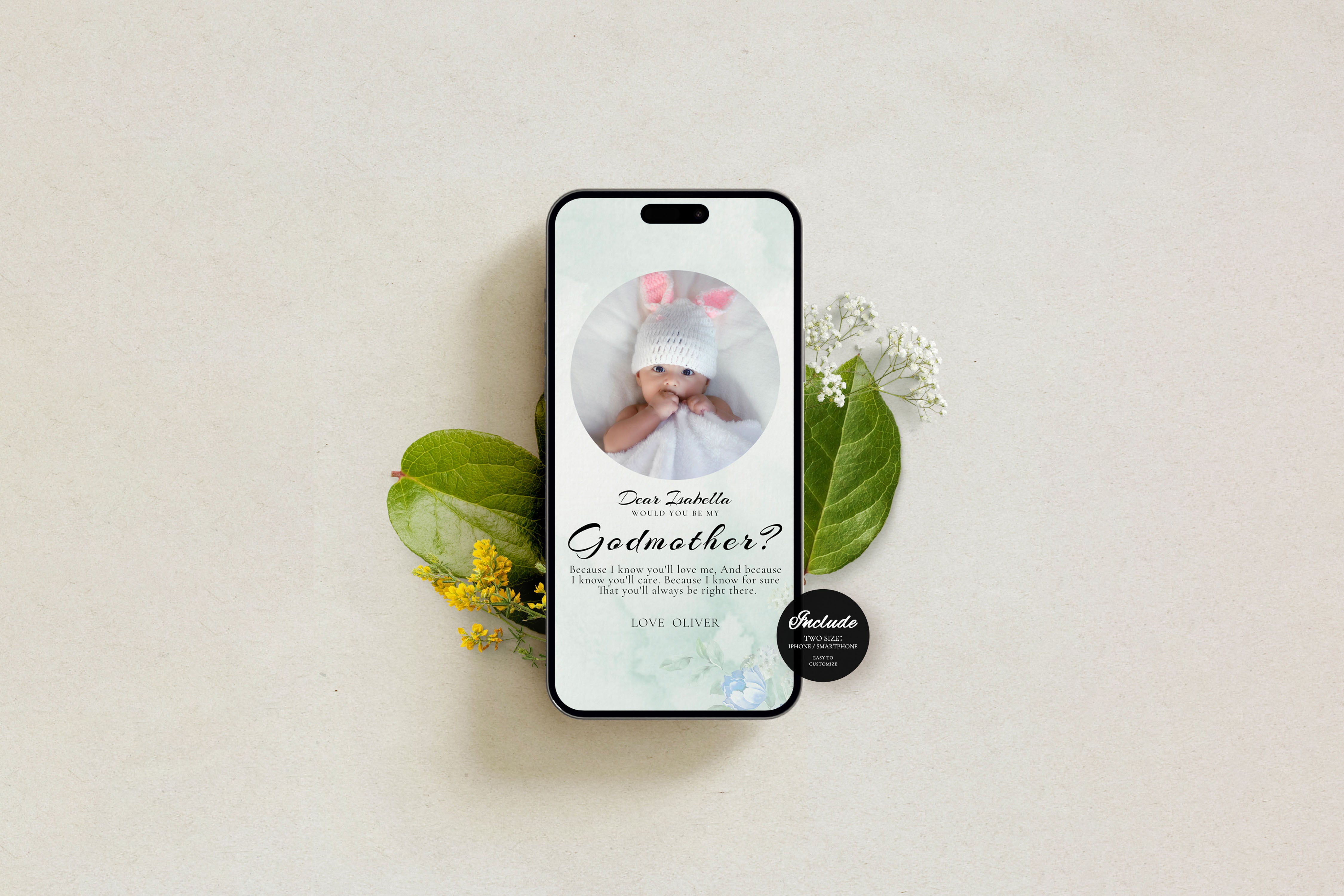 Will You Be My Godmother Proposal Card Template, Digital Photo Godparent Proposal Card, Editable Modern Baptism Proposal, Madrina Proposal
