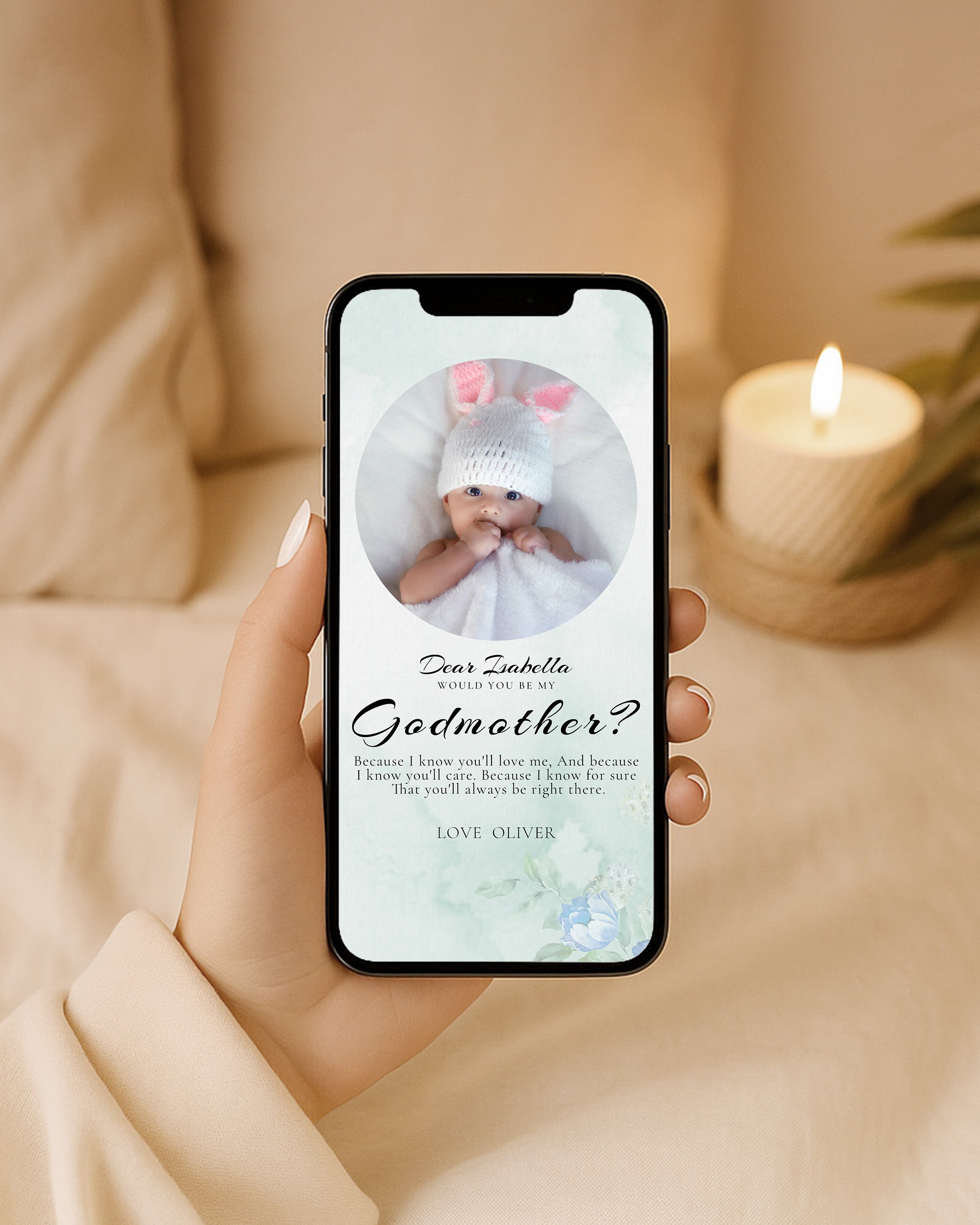 Will You Be My Godmother Proposal Card Template, Digital Photo Godparent Proposal Card, Editable Modern Baptism Proposal, Madrina Proposal