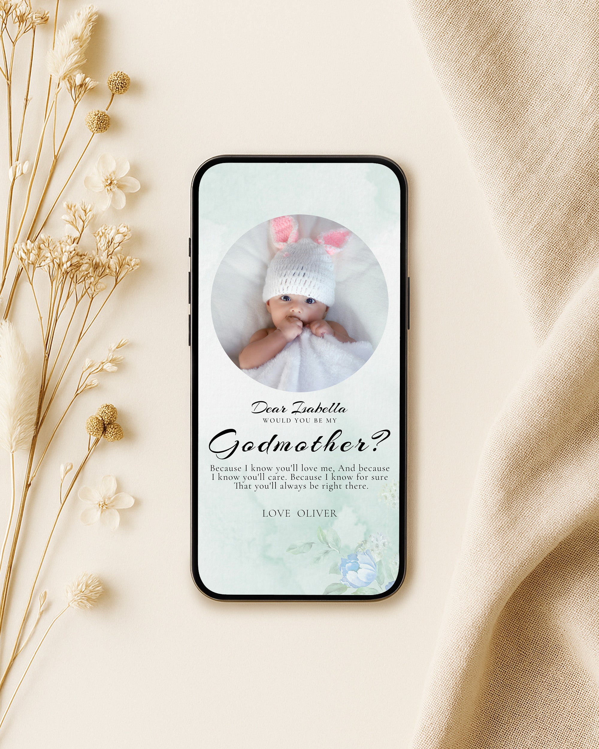Will You Be My Godmother Proposal Card Template, Digital Photo Godparent Proposal Card, Editable Modern Baptism Proposal, Madrina Proposal