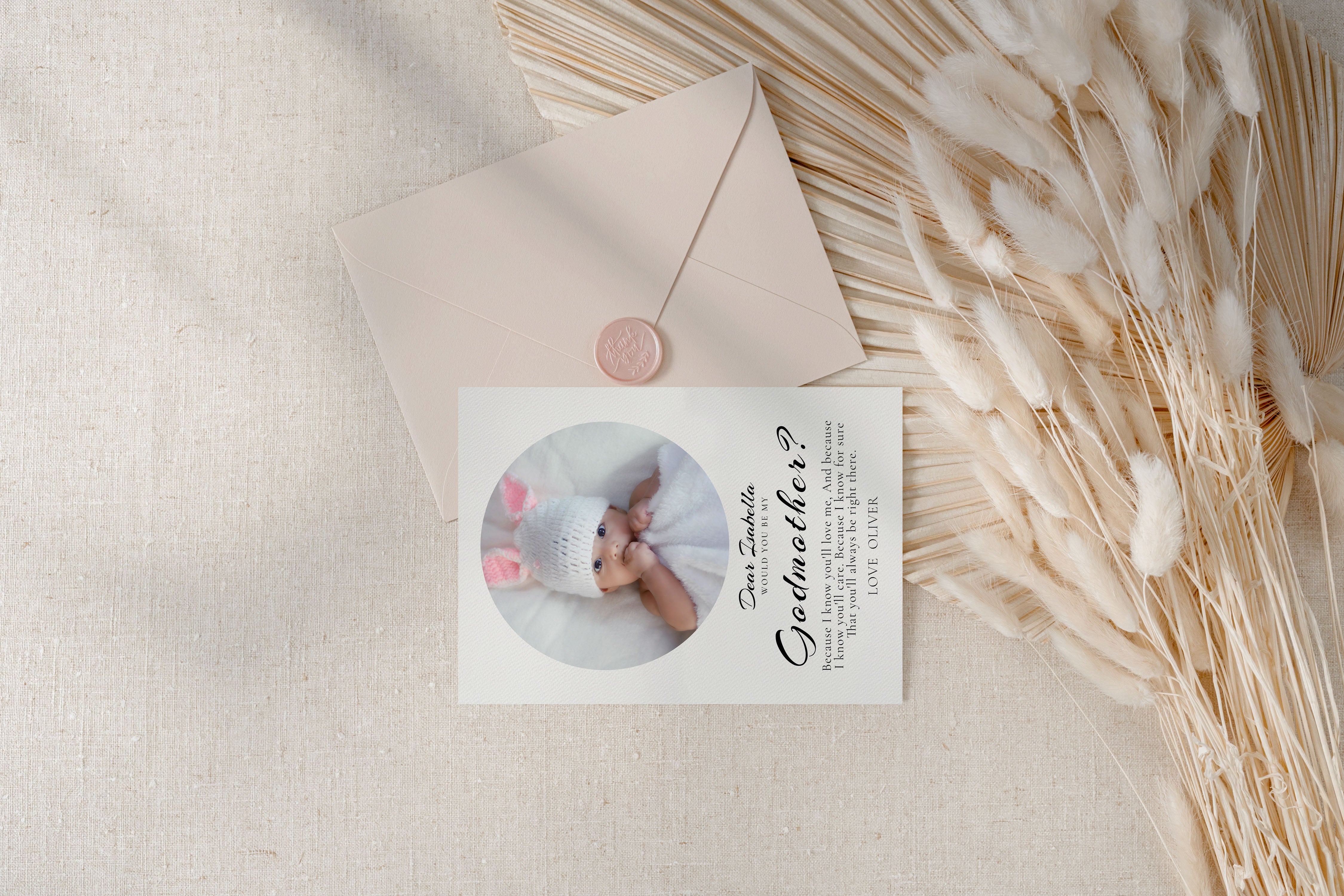 Will You Be My Godmother Proposal Card Template, Printable Photo Godparent Question Card, Editable Modern Baptism Proposal, Instant Download