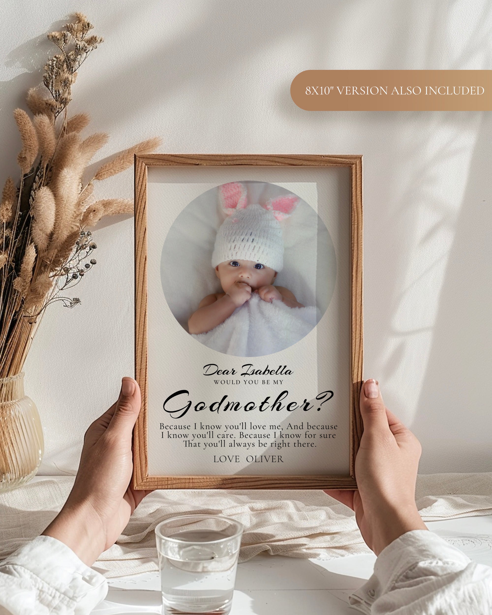 Will You Be My Godmother Proposal Card Template, Printable Photo Godparent Question Card, Editable Modern Baptism Proposal, Instant Download