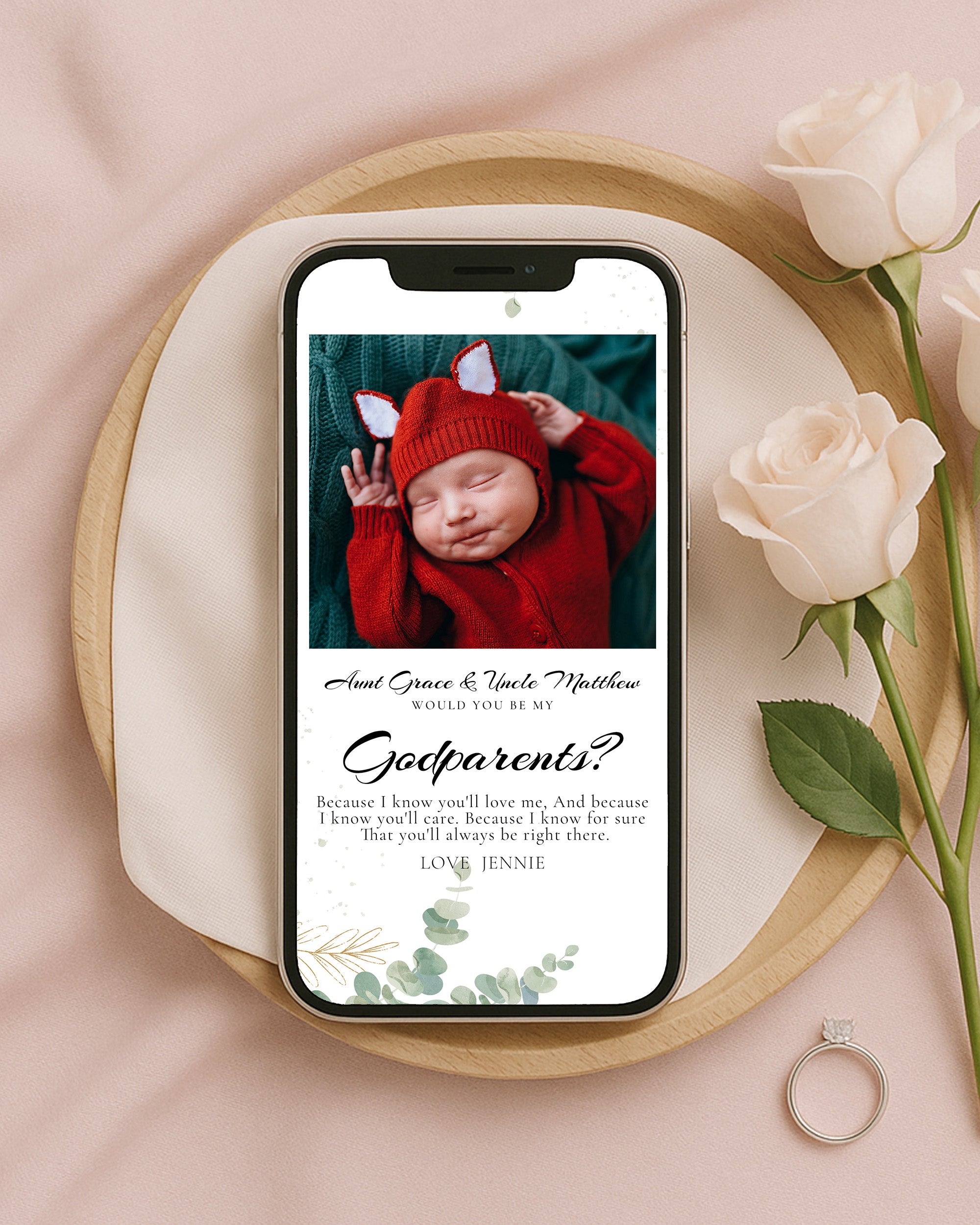 Will You Be My Godfather Proposal Card Template, Digital Photo Godparent Question Card, Editable Modern Baptism Proposal, Instant Download