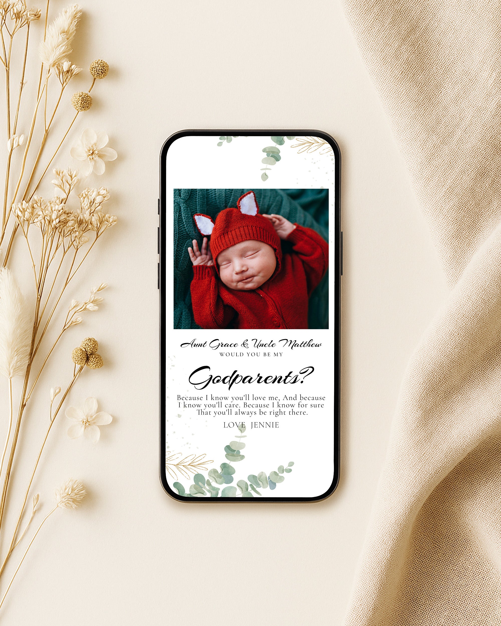 Will You Be My Godfather Proposal Card Template, Digital Photo Godparent Question Card, Editable Modern Baptism Proposal, Instant Download