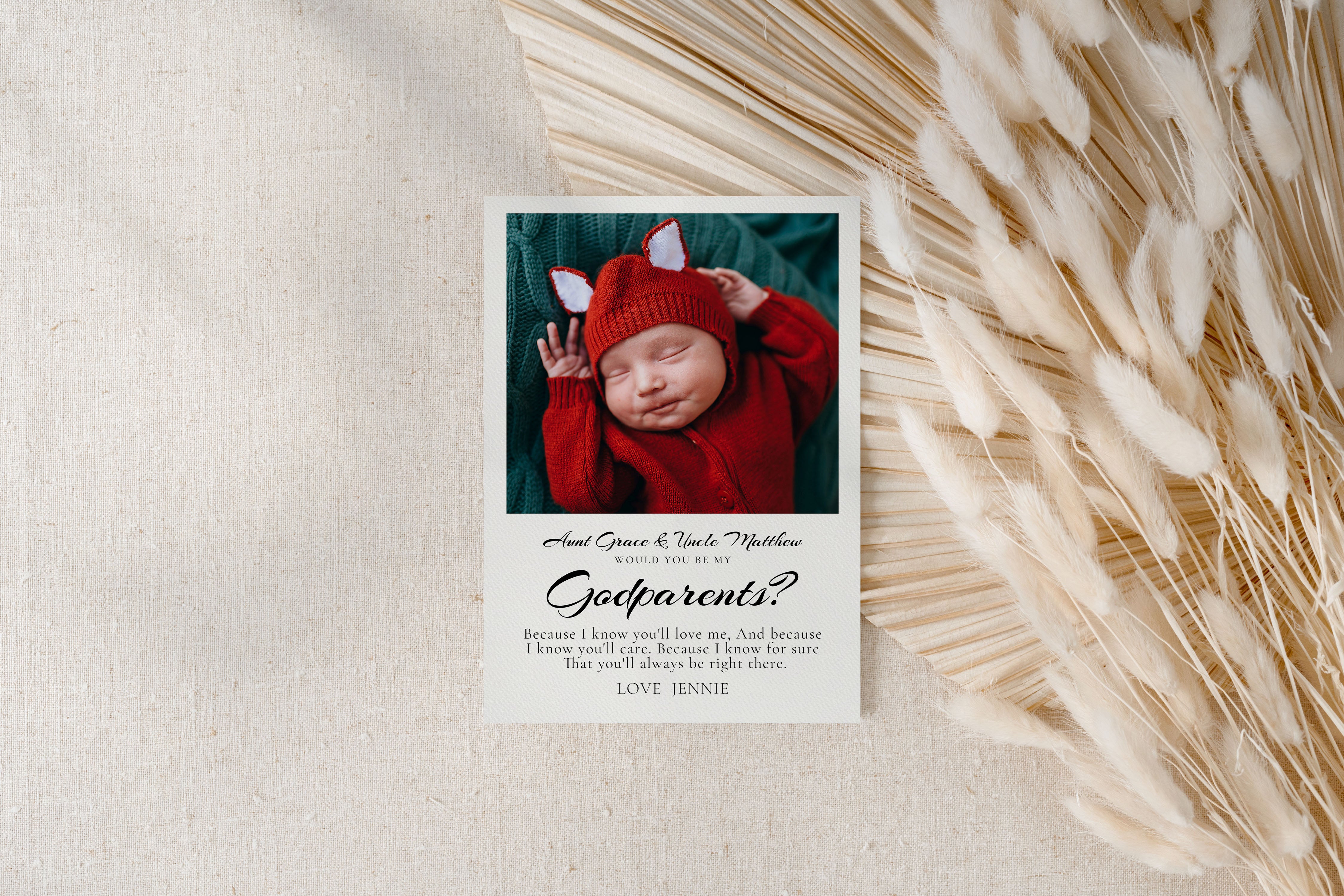 Will You Be My Godfather Proposal Card Template, Printable Photo Godparent Question Card, Editable Modern Baptism Proposal, Instant Download