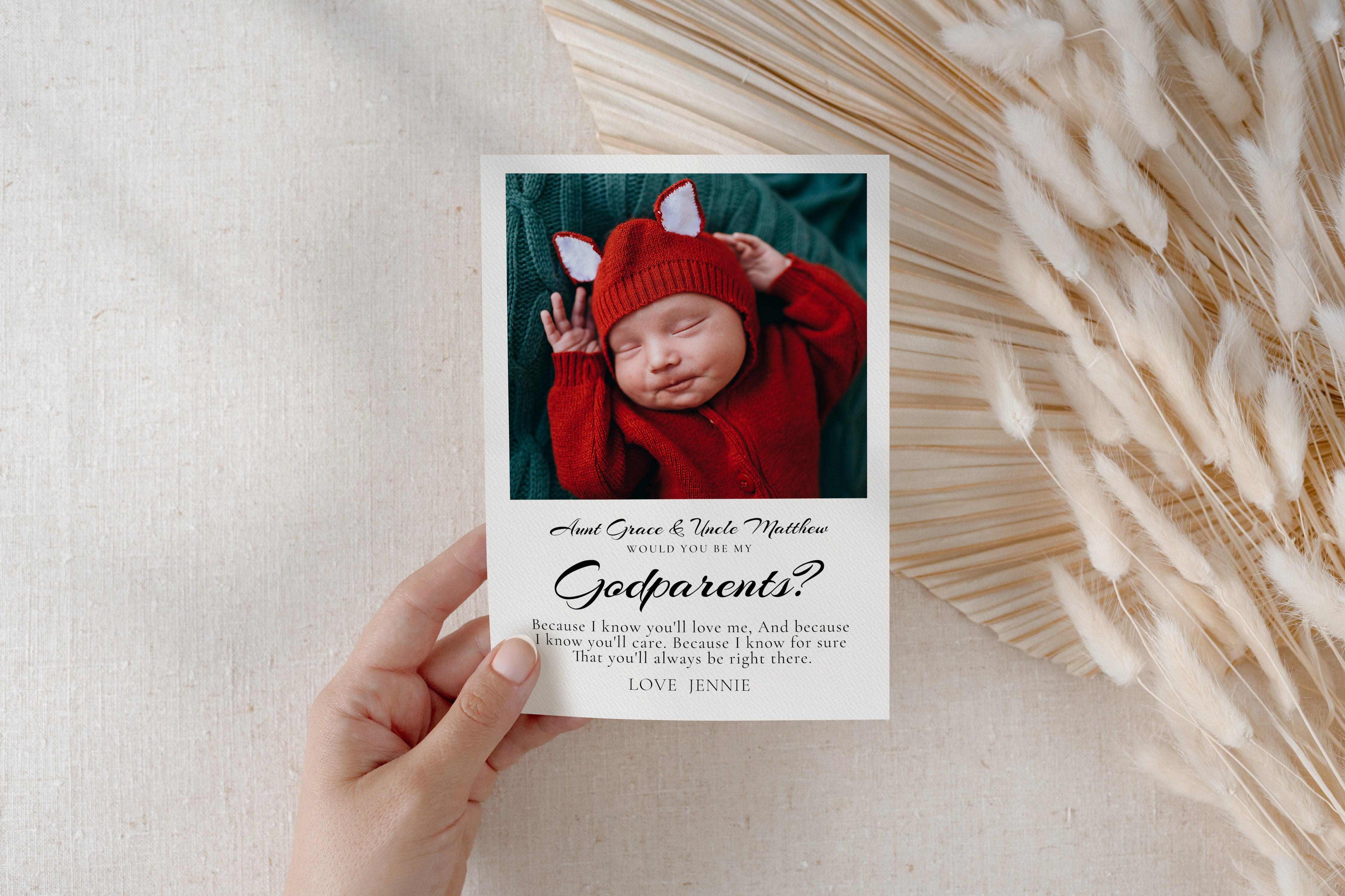 Will You Be My Godfather Proposal Card Template, Printable Photo Godparent Question Card, Editable Modern Baptism Proposal, Instant Download
