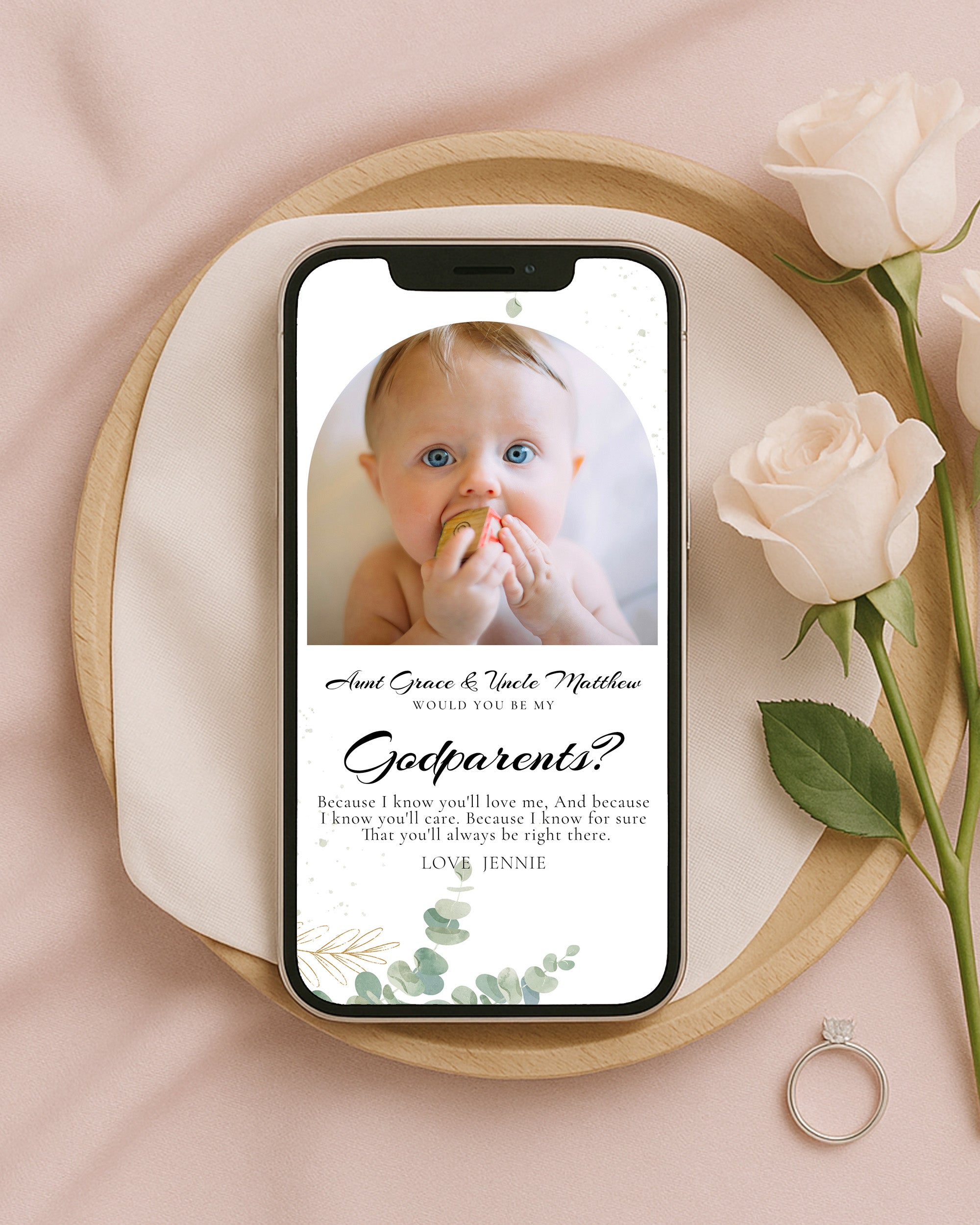 Will You Be My Godparents Proposal Card Template Baptism Proposal Card Godmother Proposal Card Godfather Proposal Card Christening Invite