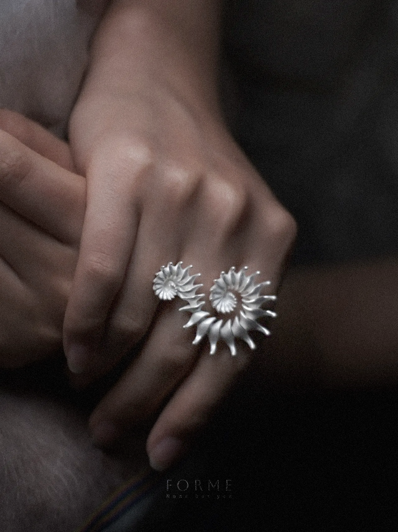Twin Spira Ring – double spiral sterling silver ring